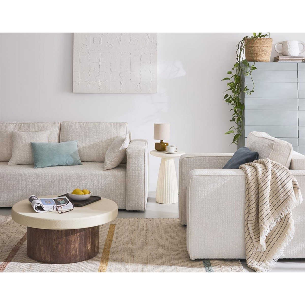 BEST MOBILIER Topaze - canapé droit 2 places - en tissu velours relief