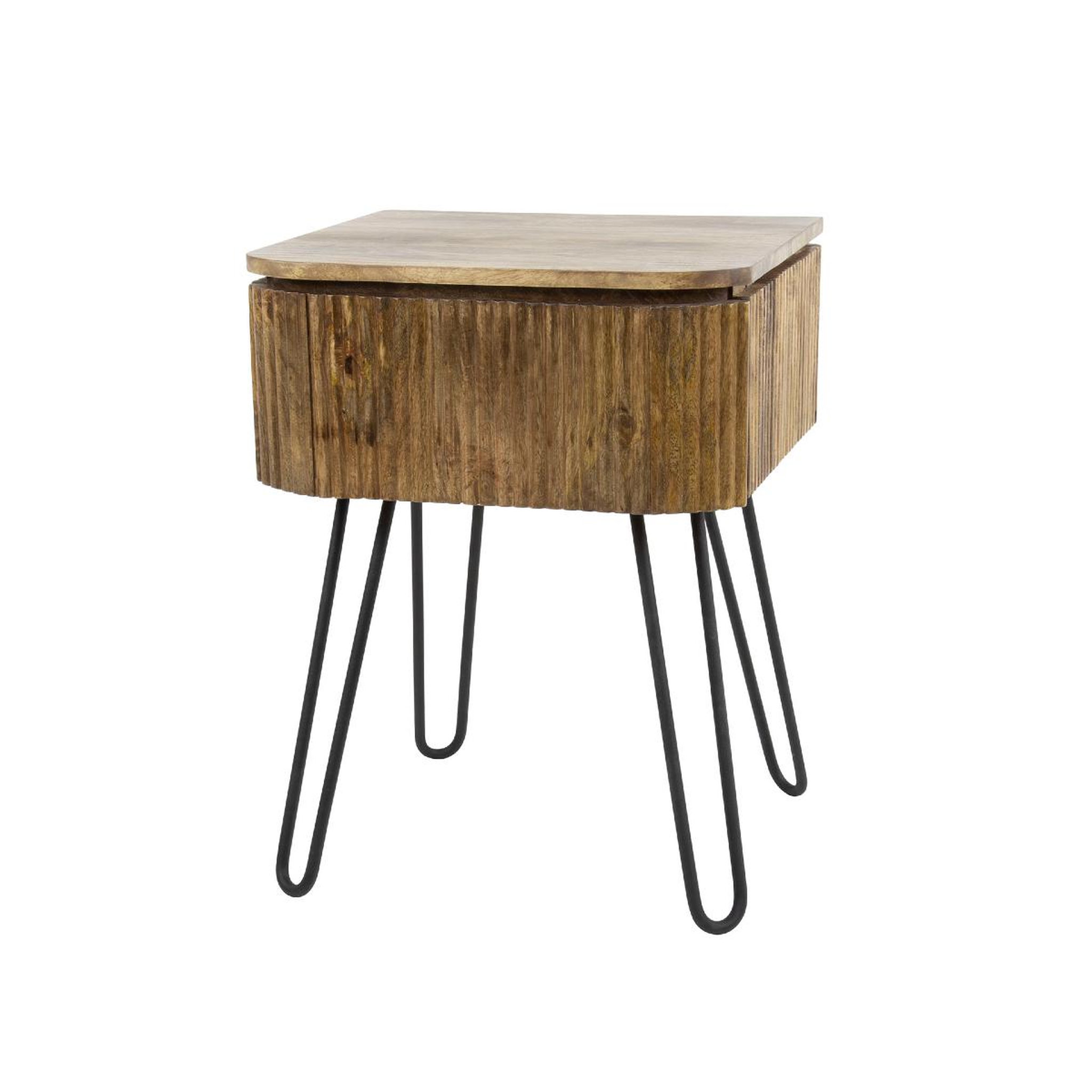 JLC KREATION Table de chevet en bois massif onda 1 tiroir pied métal