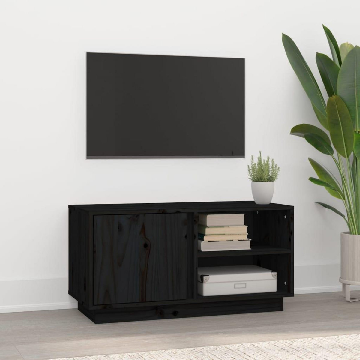 VIDAXL Meuble TV Noir 80x35x40,5 cm Bois de pin massif
