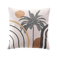 Coussin carré déhoussable zippé macramé noir motif Mumbai 45x45 cm