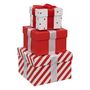 Voir la diapositive 1 : ATMOSPHERA Lot de 3 boîtes pour cadeaux de Noël - Rouge et blanc