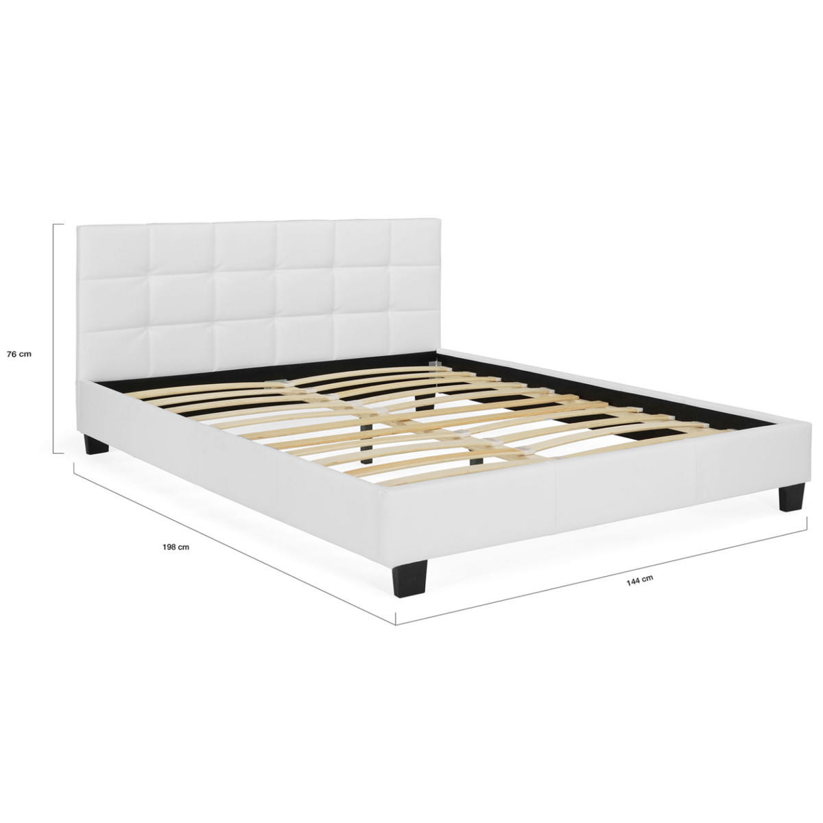 ID MARKET Lit double CHARLOTTE avec tête de lit et sommier 140 x 190 cm PVC blanc