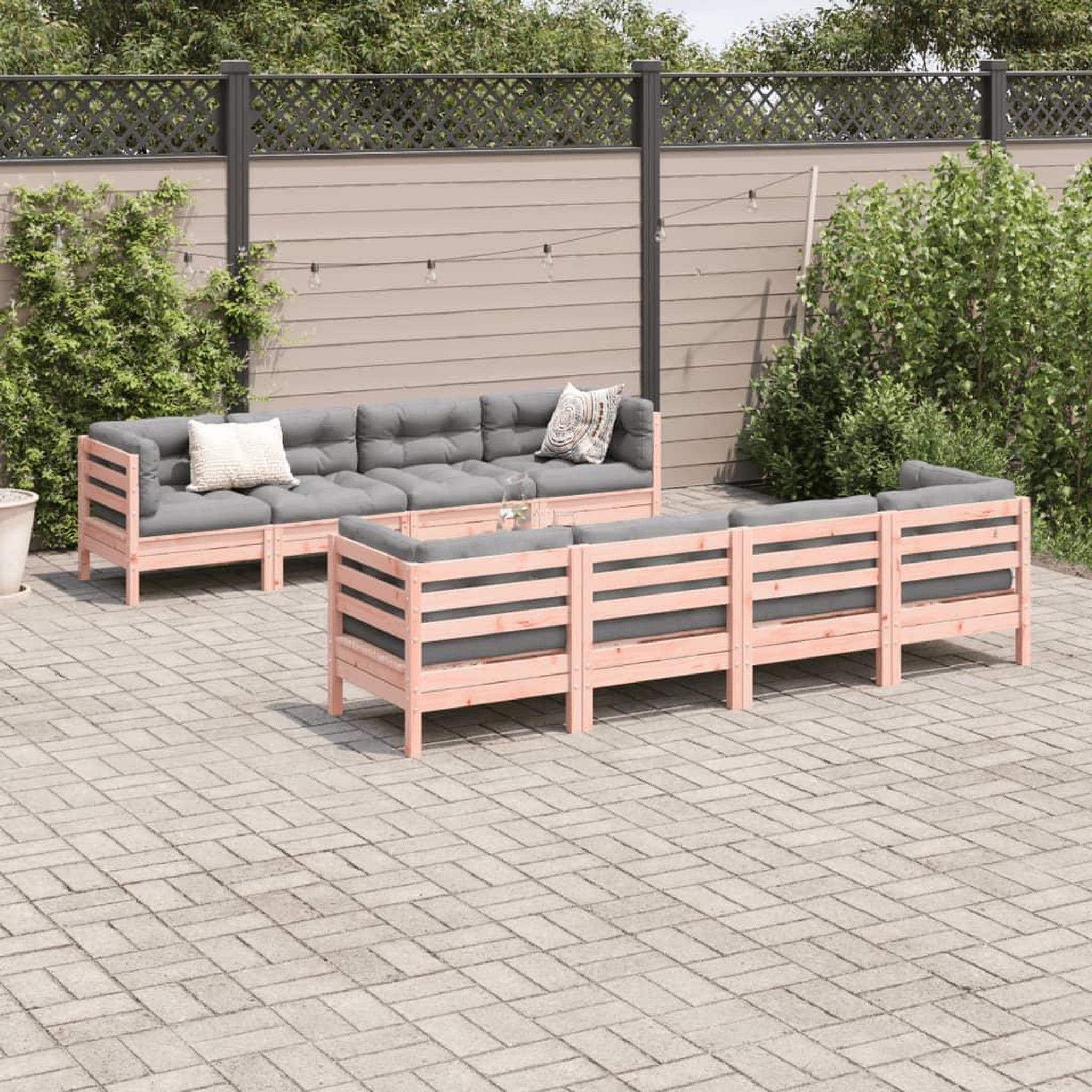 Voir la diapositive 3 : VIDAXL Salon de jardin 9 pcs avec coussins sapin de douglas solide