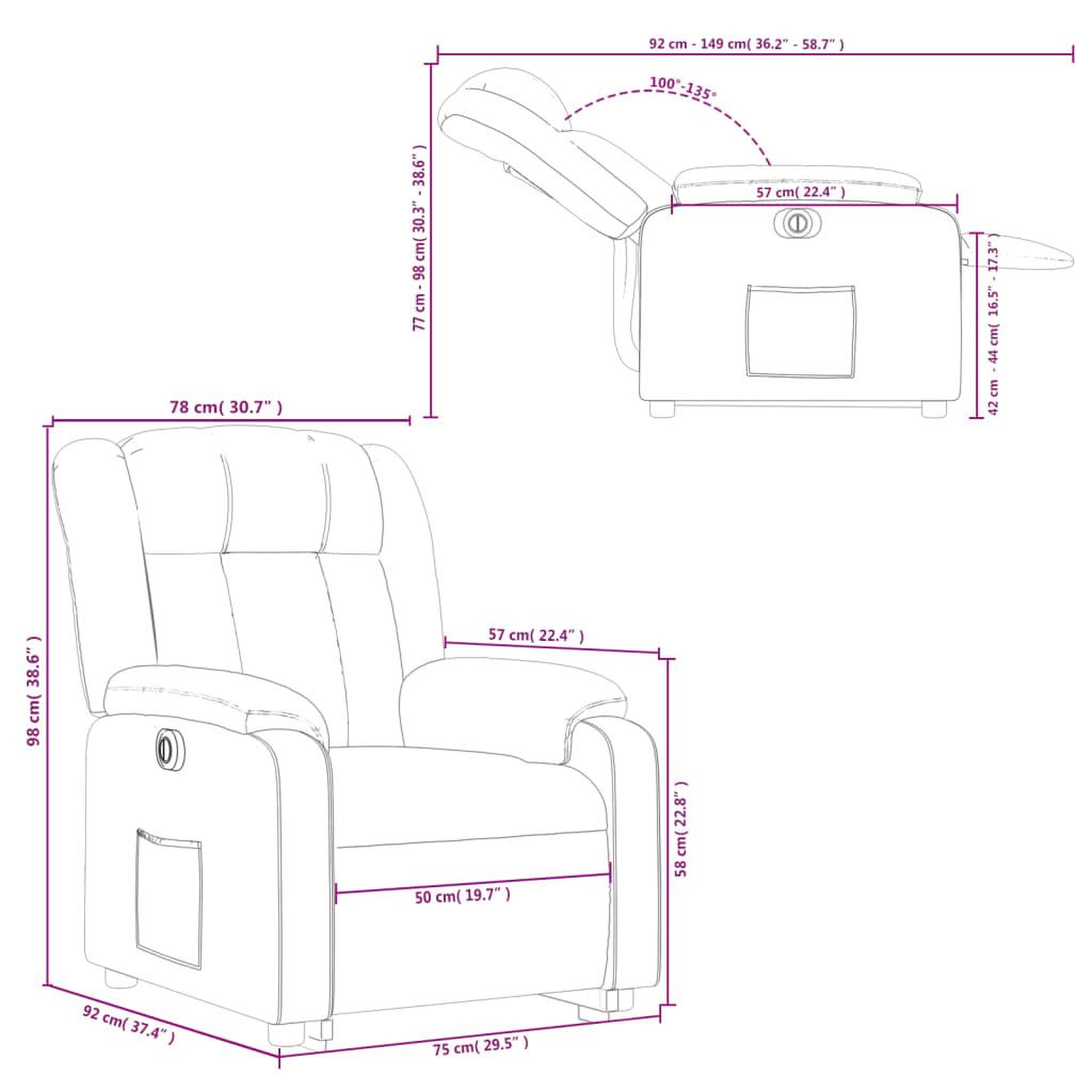 Voir la diapositive 6 : VIDAXL Fauteuil inclinable electrique cappuccino similicuir