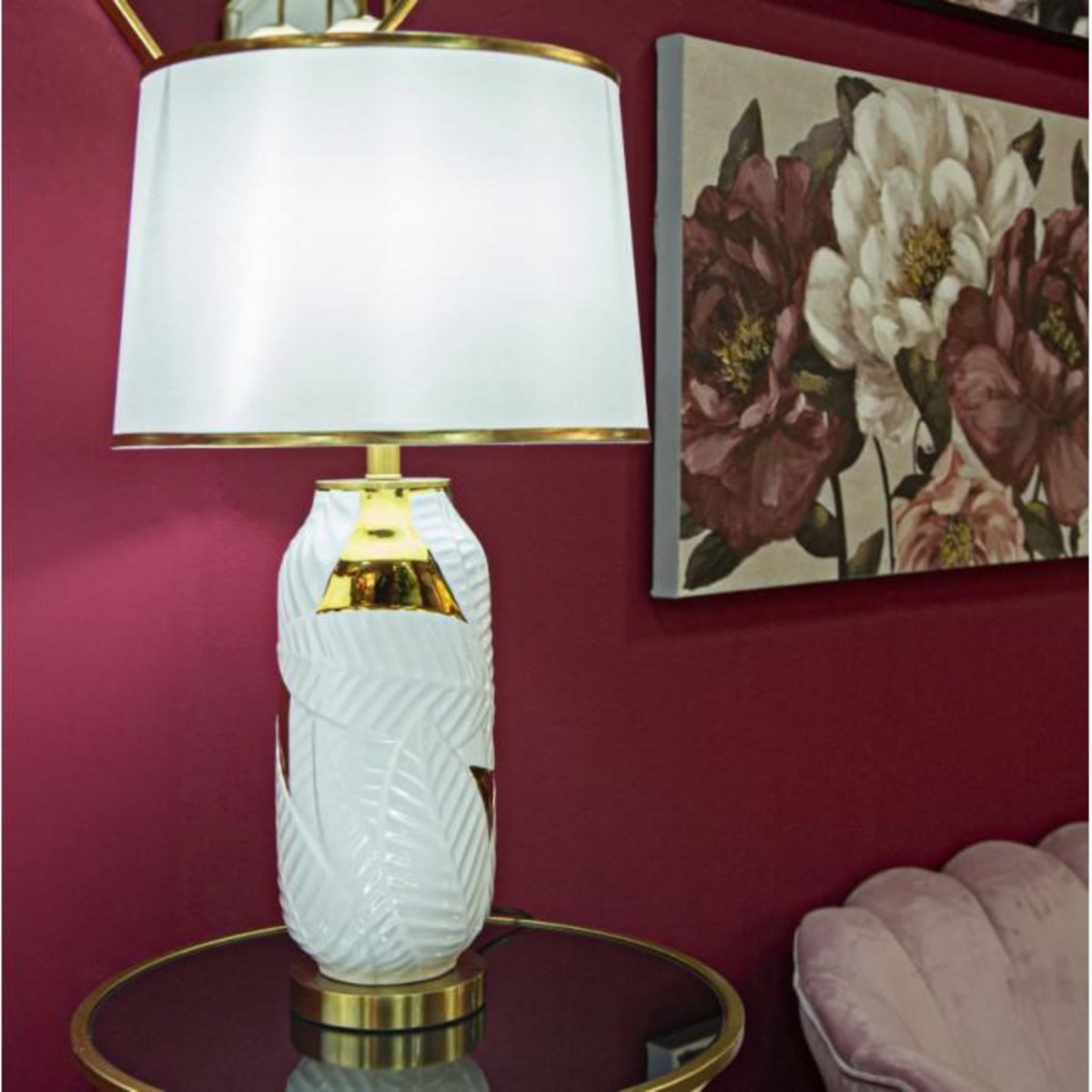 Paris Prix Lampe à Poser en Céramique  Camille  70cm Blanc