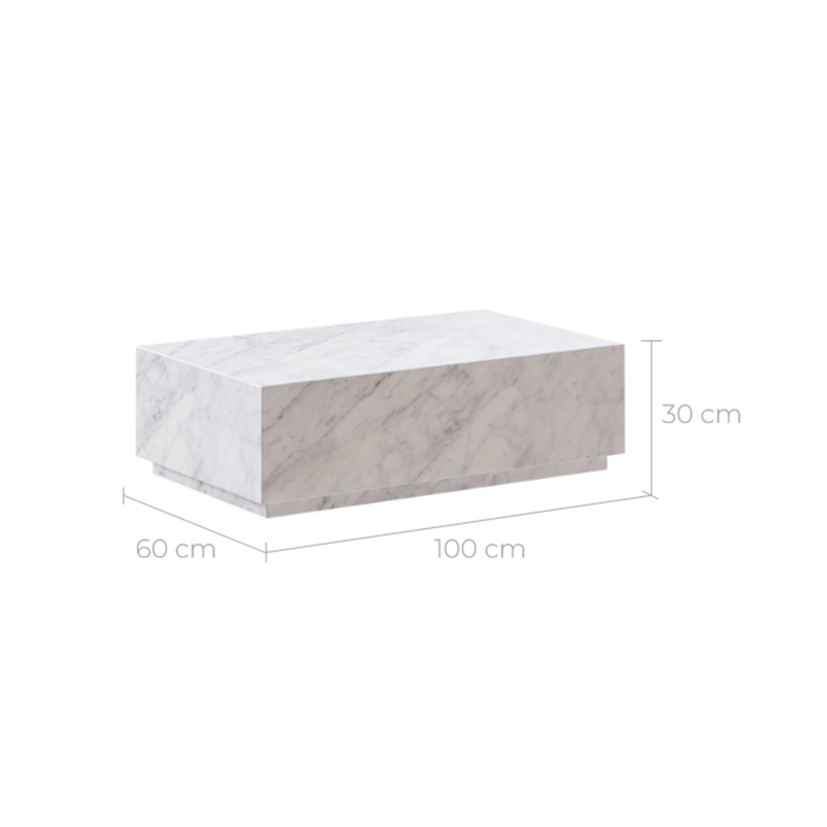 Rendez vous déco Table basse rectangulaire en marbre blanc - Izaé