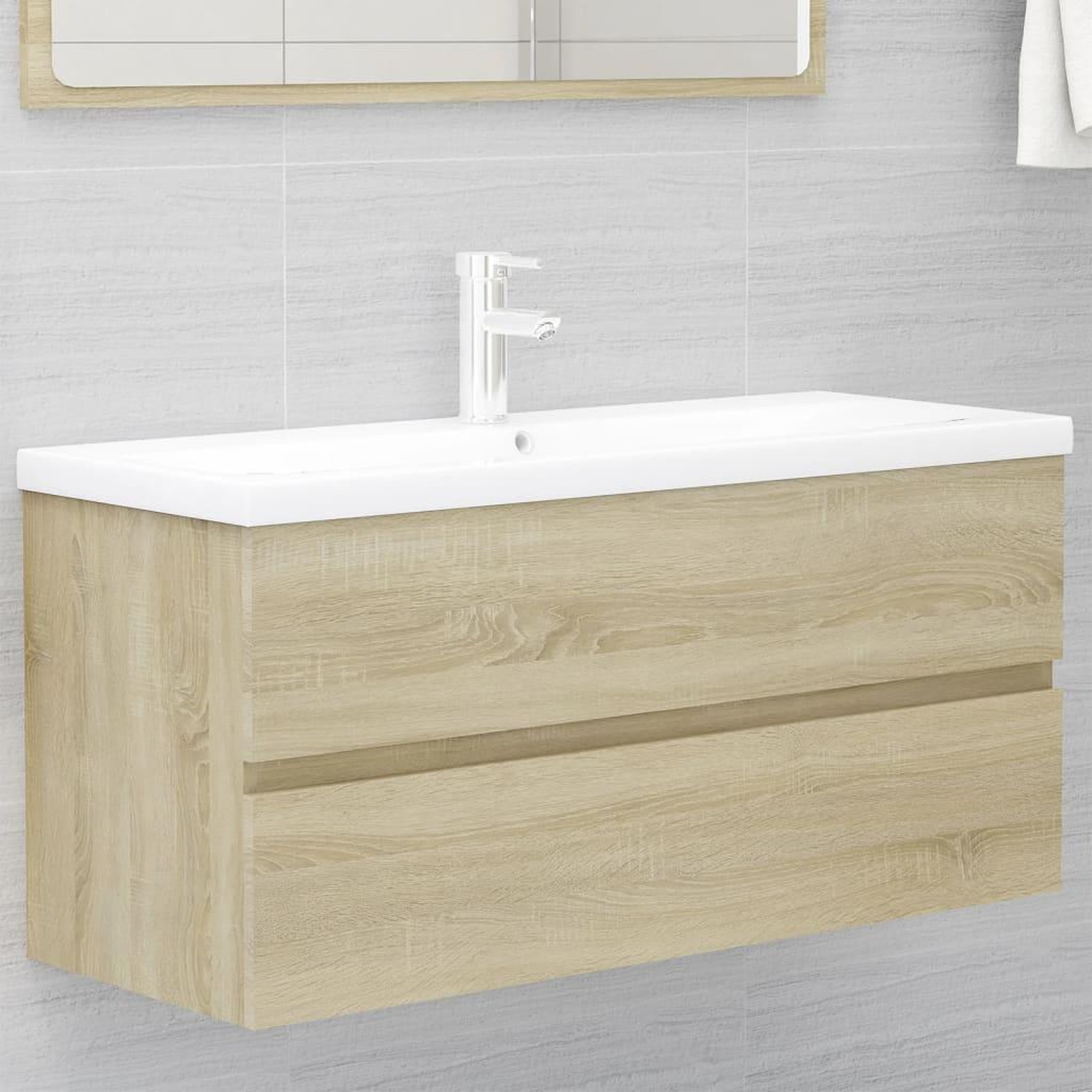 Voir la diapositive 1 : VIDAXL Armoire d'evier avec lavabo integre Chene sonoma Agglomere