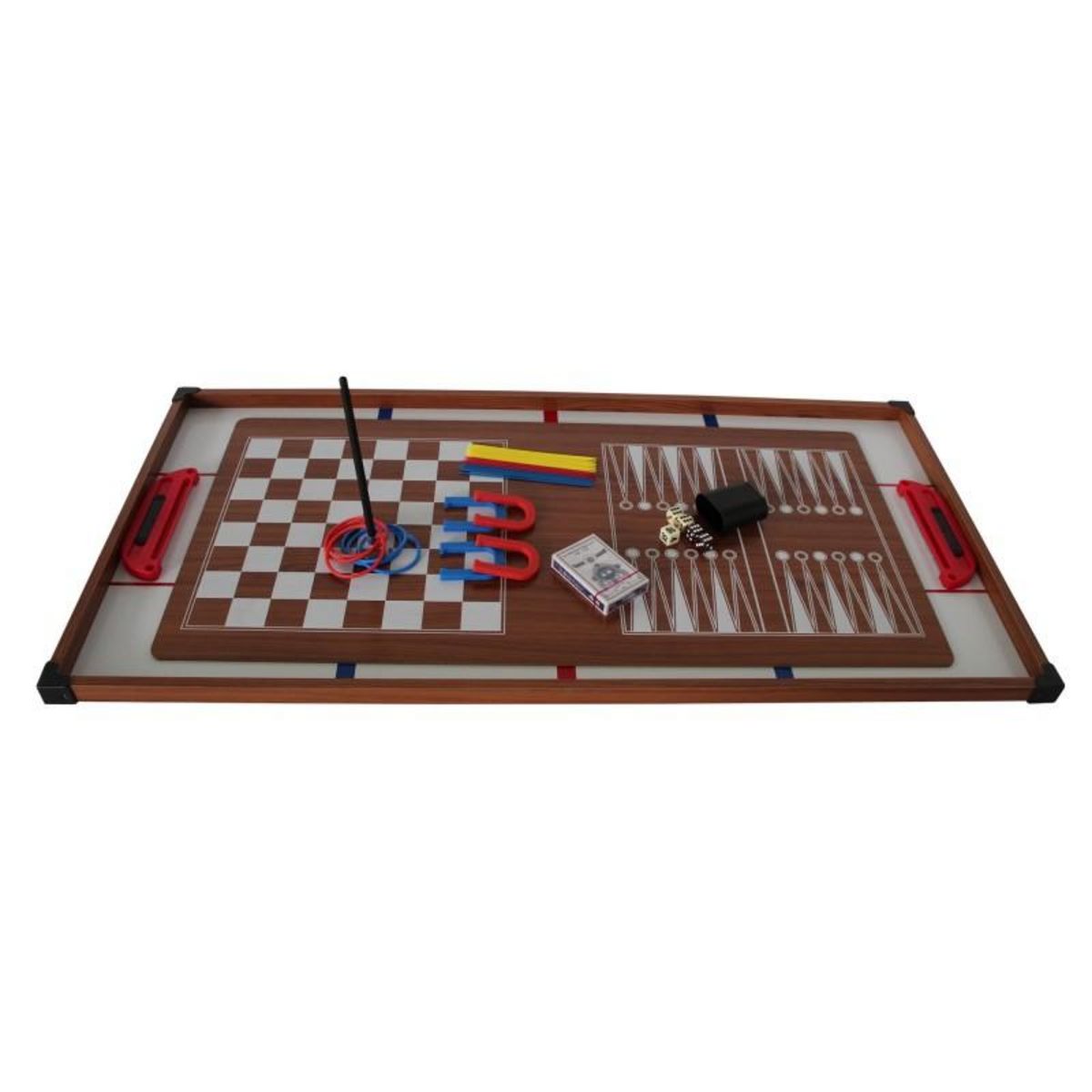 PLAY4FUN Plateaux Multi-jeux, 14 jeux : Ping Pong, Air Hockey, Bowling, Echec, Mikado, Back Gammon 97 x 49 x 3 cm