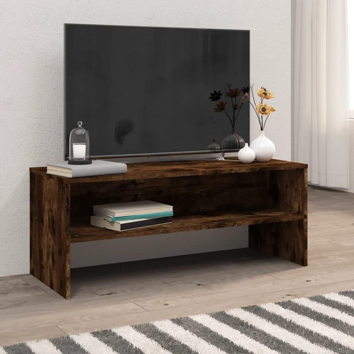 VIDAXL Meuble TV Chene fume 100x40x40 cm Bois d'ingenierie
