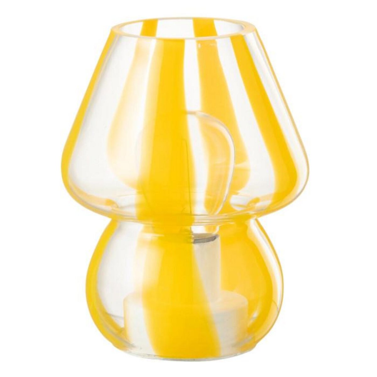 Paris Prix Lampe à Poser Rayures en Verre  Ophelie  15cm Jaune