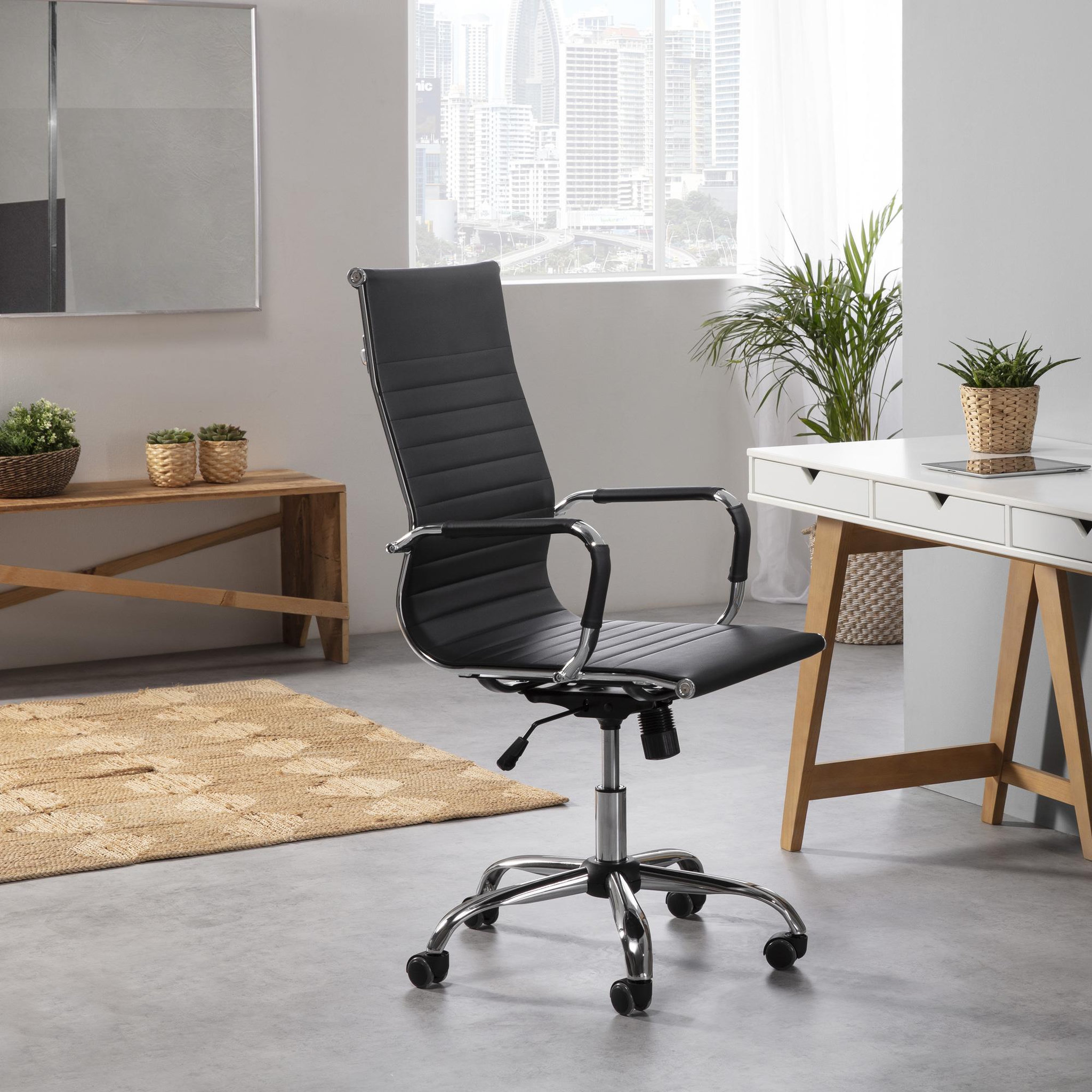 Voir la diapositive 3 : VS VENTA-STOCK Fauteuil de Bureau Londres inclinable Noir, Cuir synthétique
