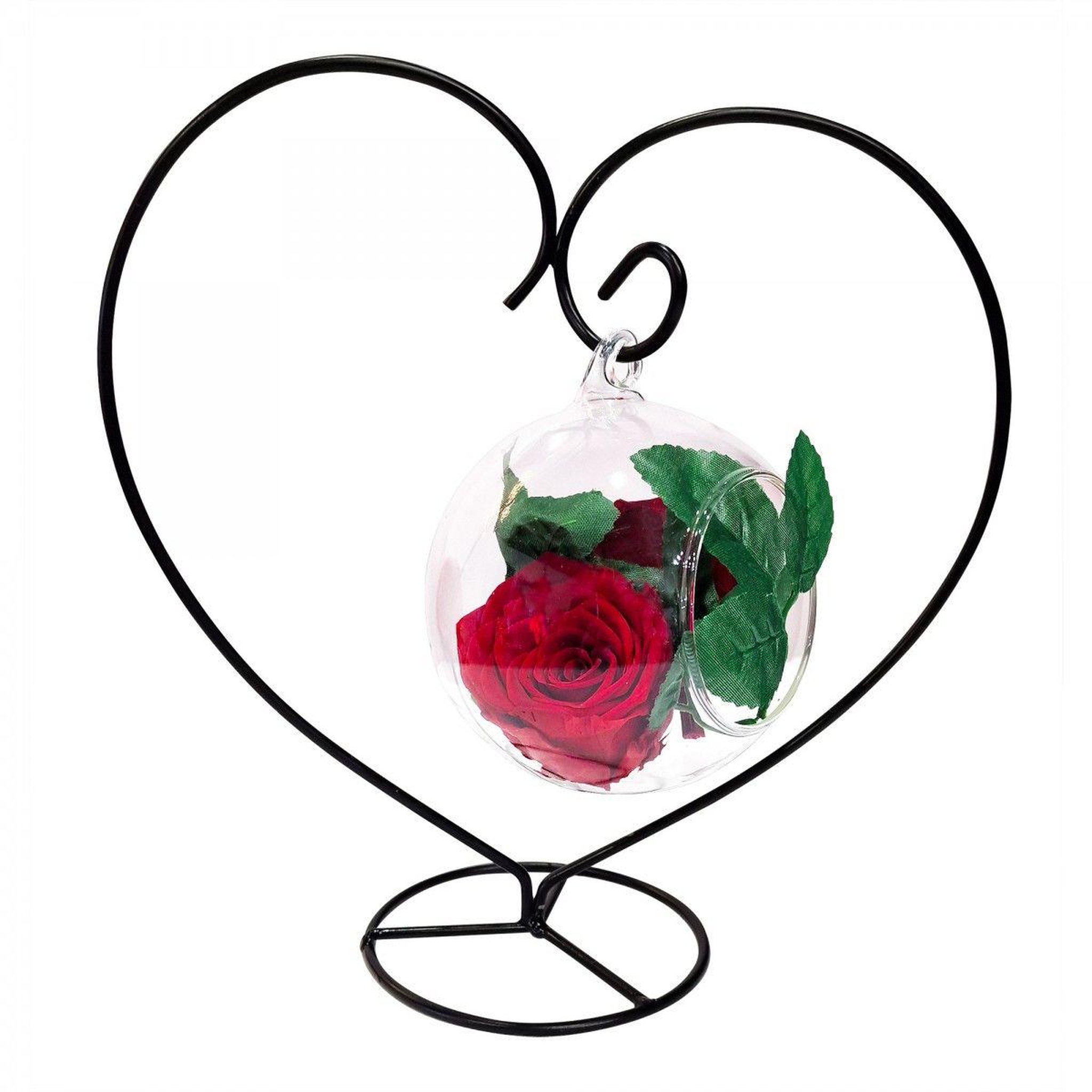 SC CRYSTAL Support coeur en fer forgé avec sa rose éternelle