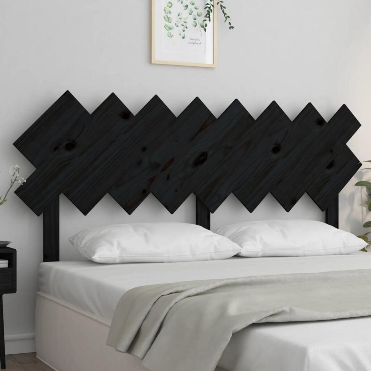 VIDAXL Tete de lit Noir 159,5x3x80,5 cm Bois massif de pin