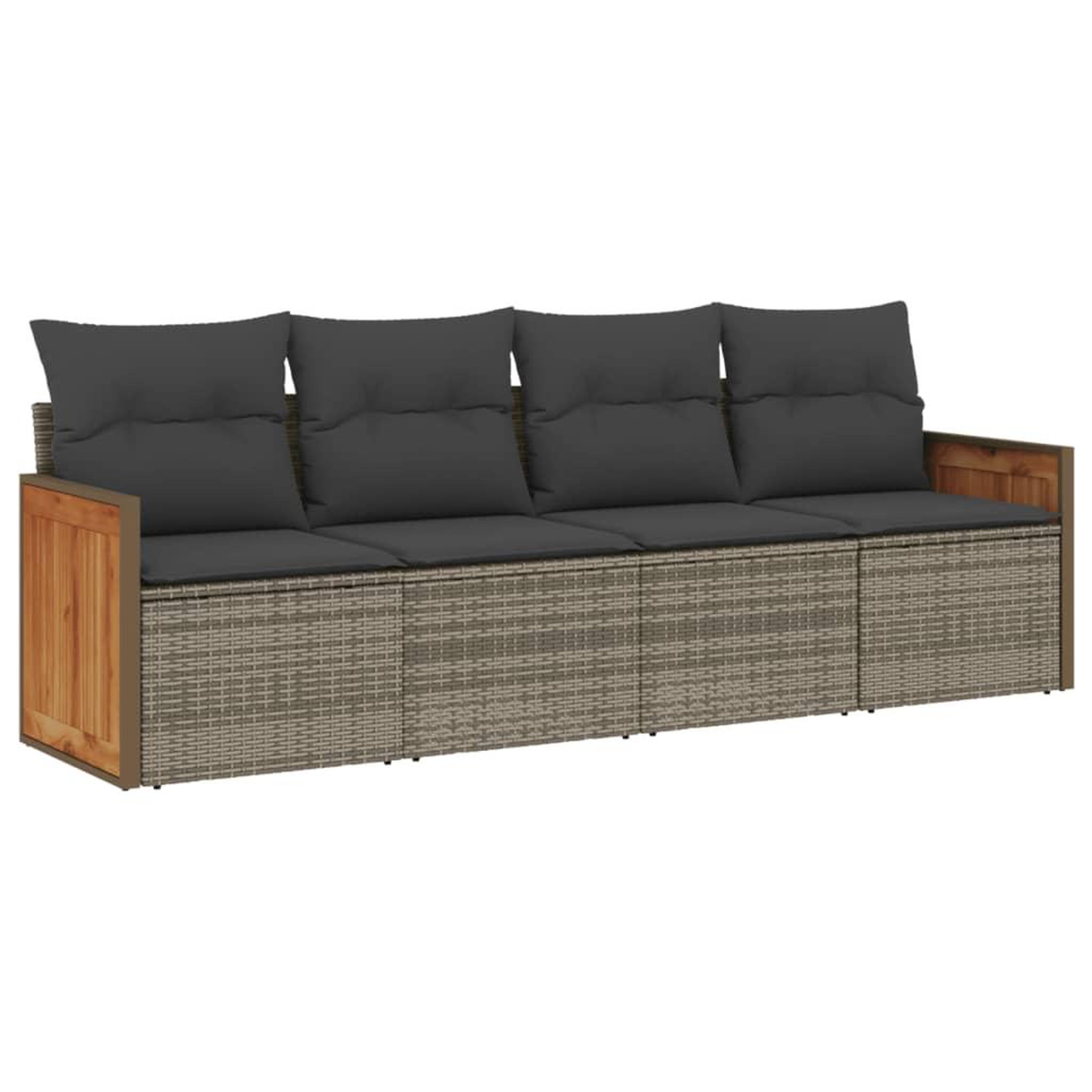 Voir la diapositive 2 : VIDAXL Salon de jardin 4 pcs avec coussins gris resine tressee