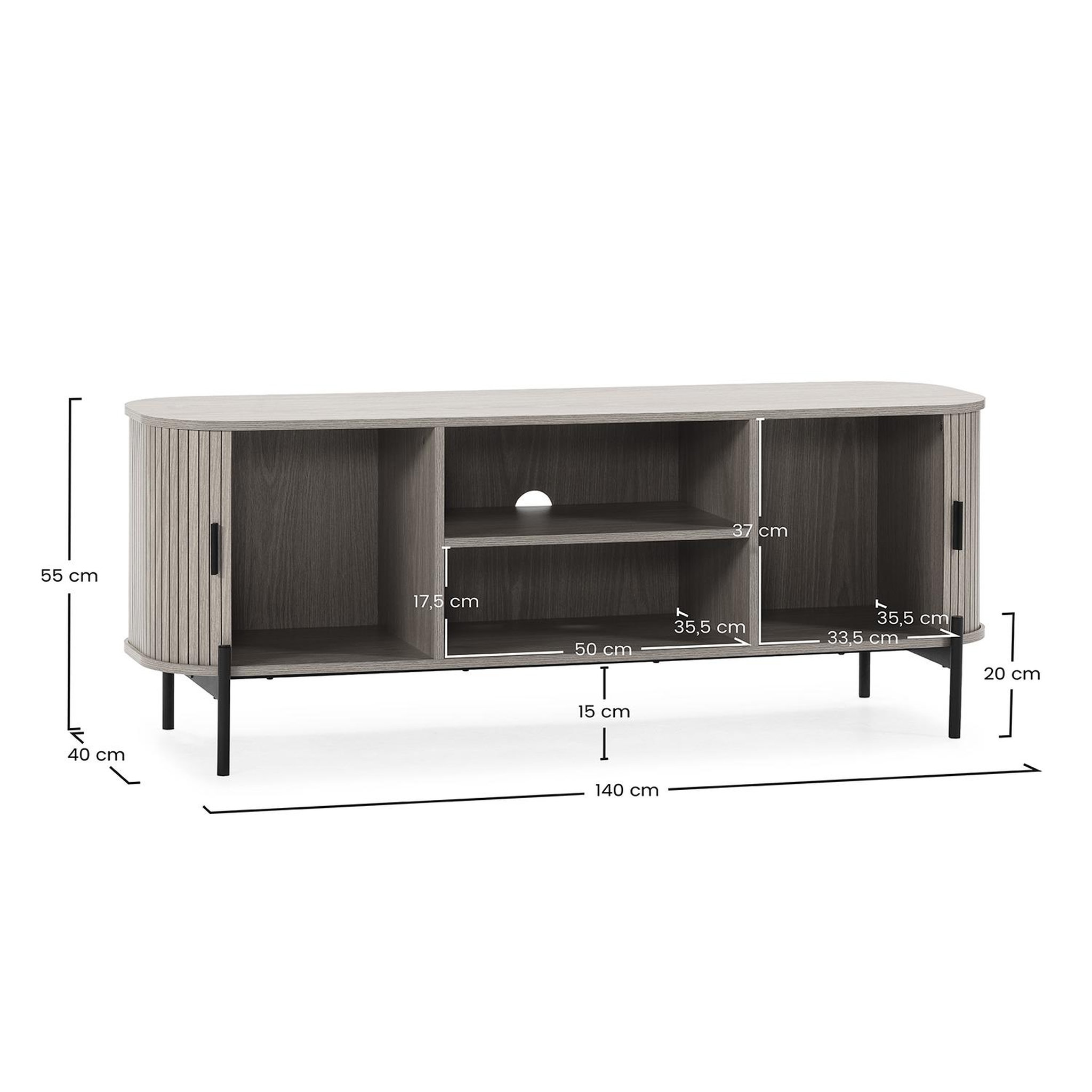 Voir la diapositive 6 : VS VENTA-STOCK Meuble Tv Mónaco 2 portes effet Chêne