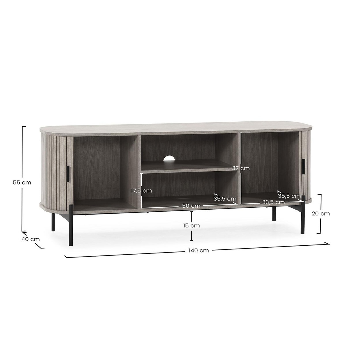 VS VENTA-STOCK Meuble Tv Mónaco 2 portes effet Chêne