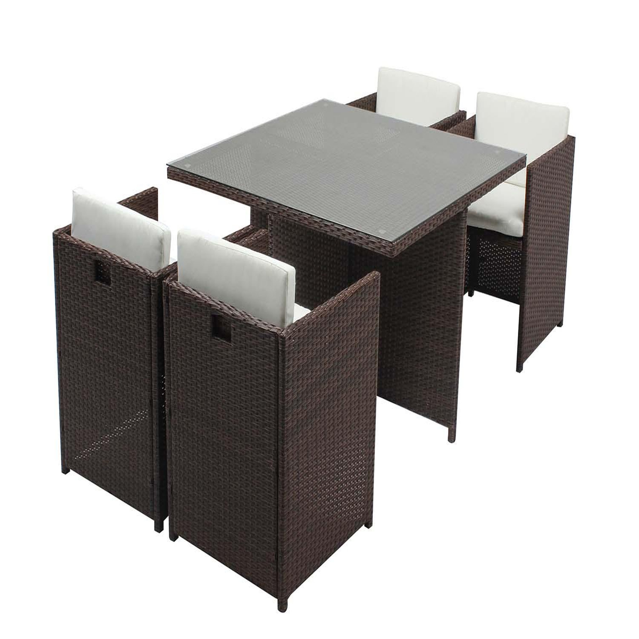 CONCEPT USINE Table et chaises 4 places encastrables résine marron-blanc MIAMI