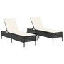 Voir la diapositive 2 : VIDAXL Ensemble de chaises longues avec coussins 3 pcs noir poly rotin