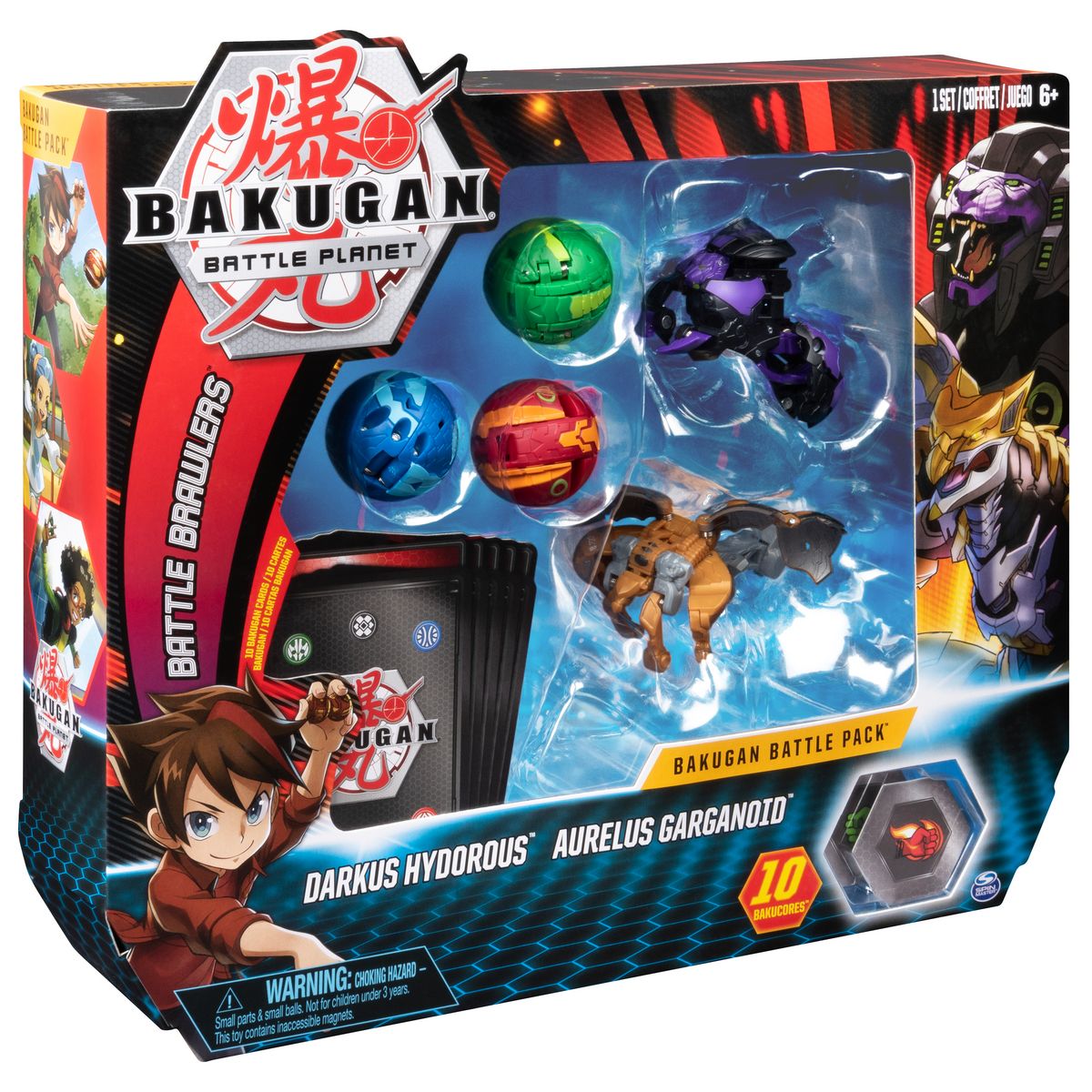 SPIN MASTER Battle Pack figurines Darkus Hydorous / Aurelus Garganoid + cartes - Bakugan Battle Planet