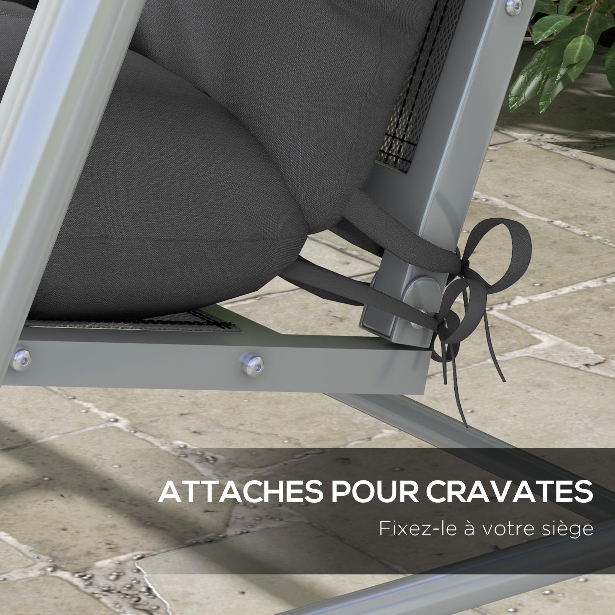 Voir la diapositive 5 : OUTSUNNY Ensemble de 4 coussins d'extérieur pour balancelle gris
