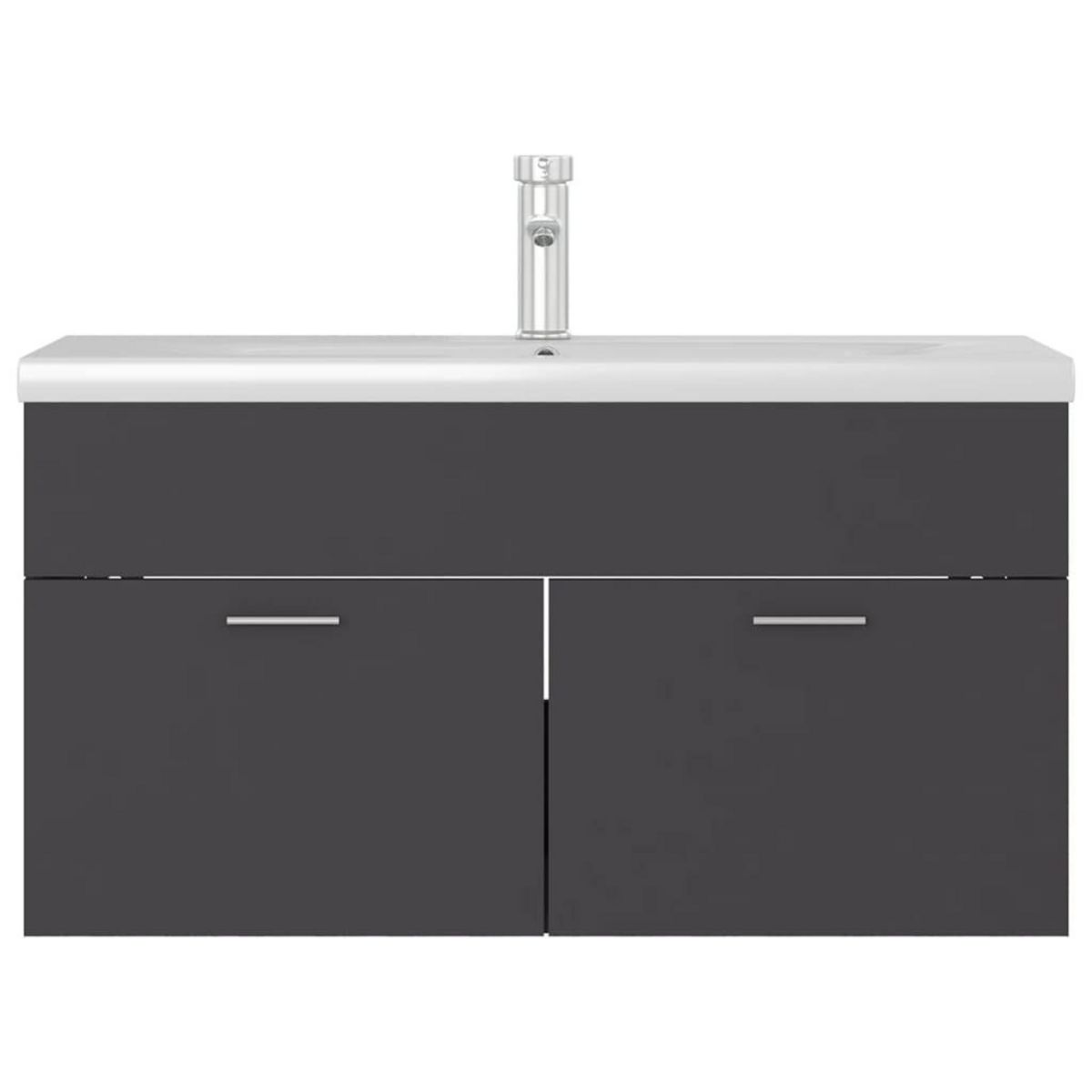 VIDAXL Armoire d'evier avec lavabo integre Gris Agglomere