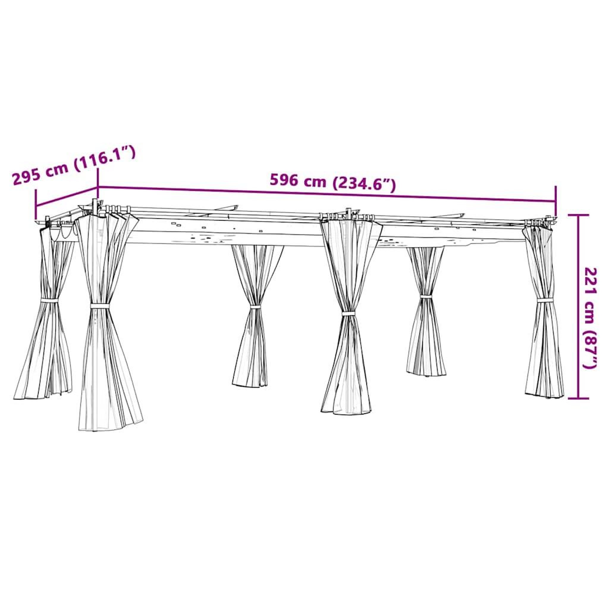 Voir la diapositive 6 : VIDAXL Tonnelle avec rideaux anthracite 6x3 m acier