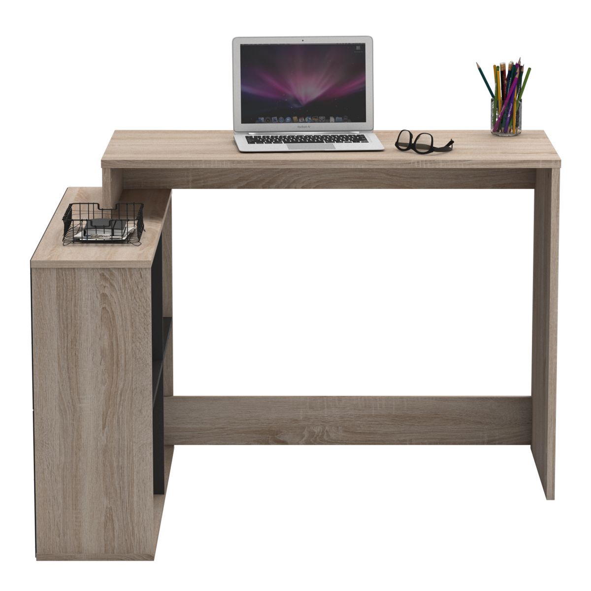 Bureau d'angle droit ou gauche avec rangements L112cm MAX