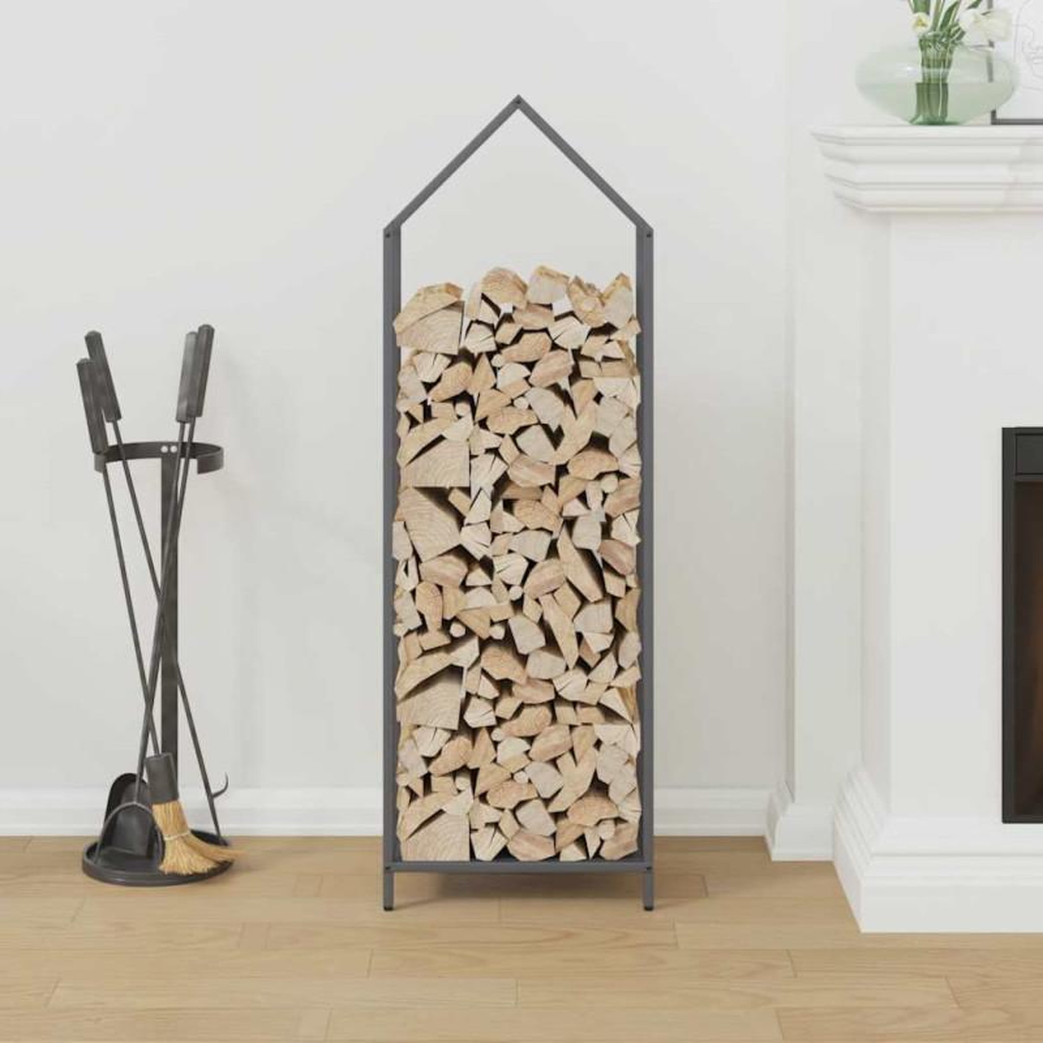 Voir la diapositive 3 : VIDAXL Portant de bois chauffage anthracite 40x25x120 cm