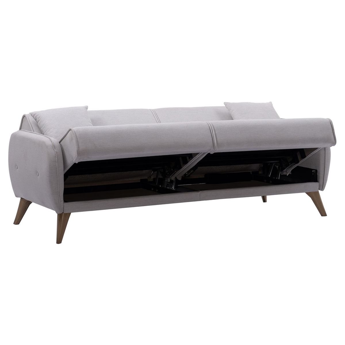 Canapé droit convertible 3 places tissu pieds bois clair BONJO