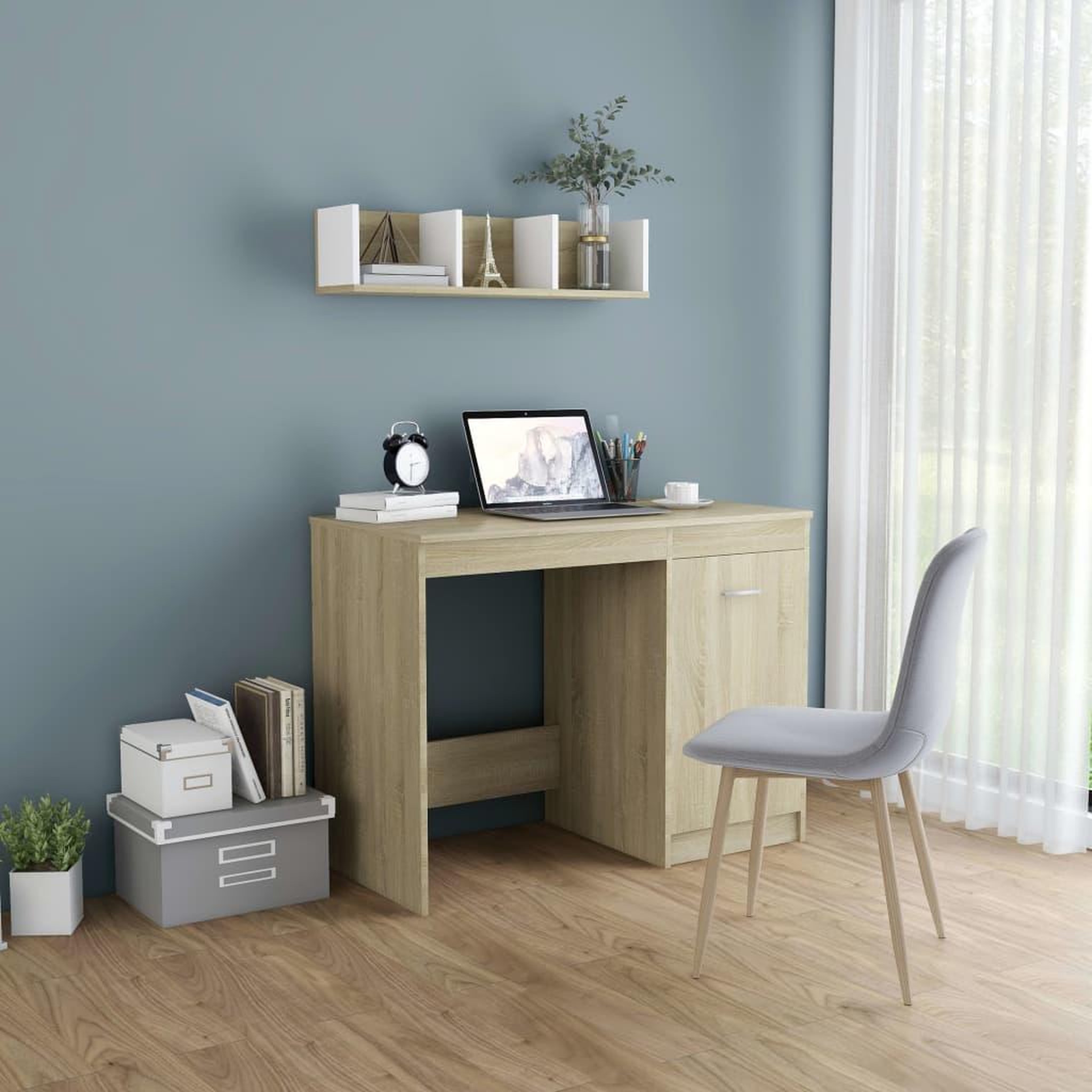 Voir la diapositive 1 : VIDAXL Bureau Chene sonoma 100x50x76 cm Bois d'ingenierie