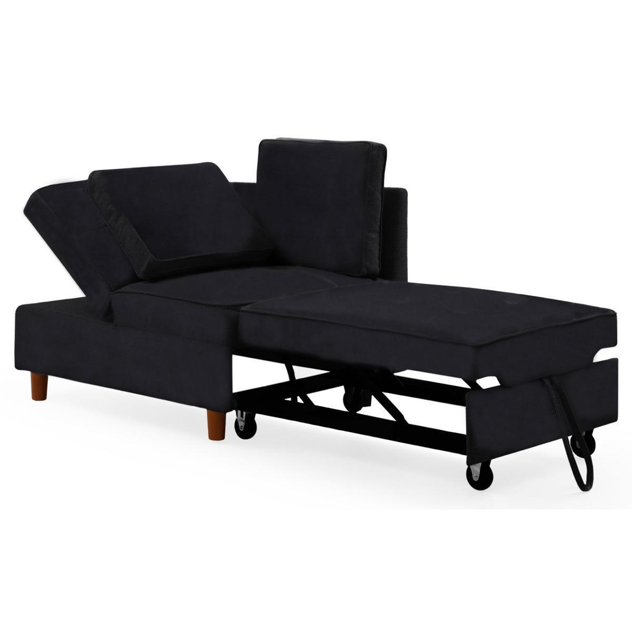 Voir la diapositive 2 : Paris Prix Banquette 2 Places Convertible Velours  Théo  107cm Noir