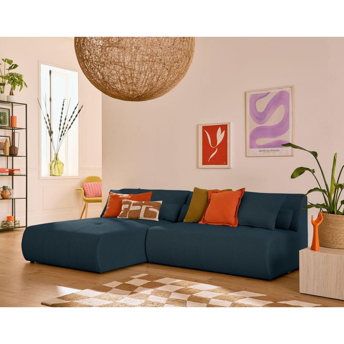 LISA DESIGN Onyx - canapé modulable d'angle réversible 4 places - en tissu mailles 3d