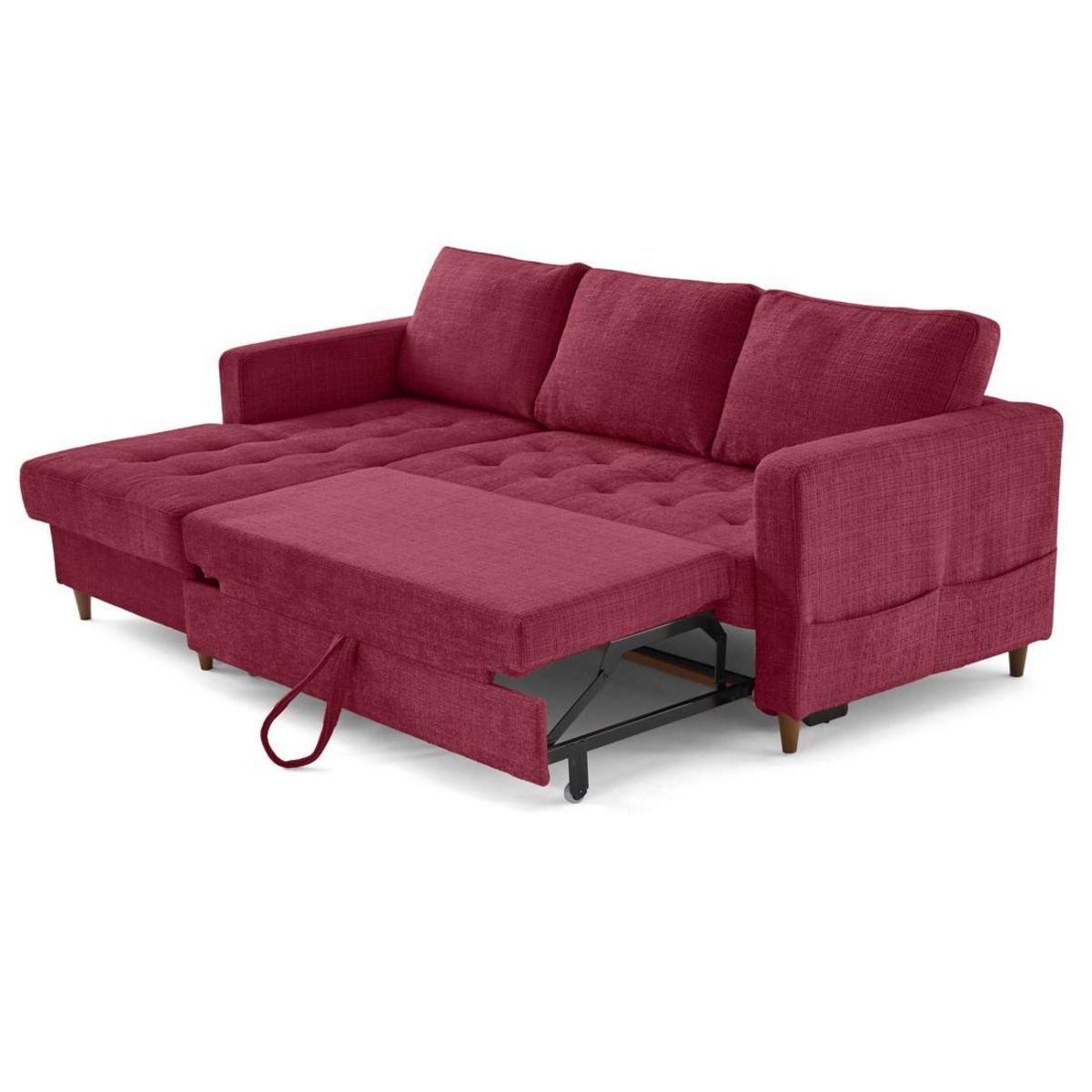 LISA DESIGN Anna - canapé d'angle gauche 4 places convertible avec coffre en velours texturé