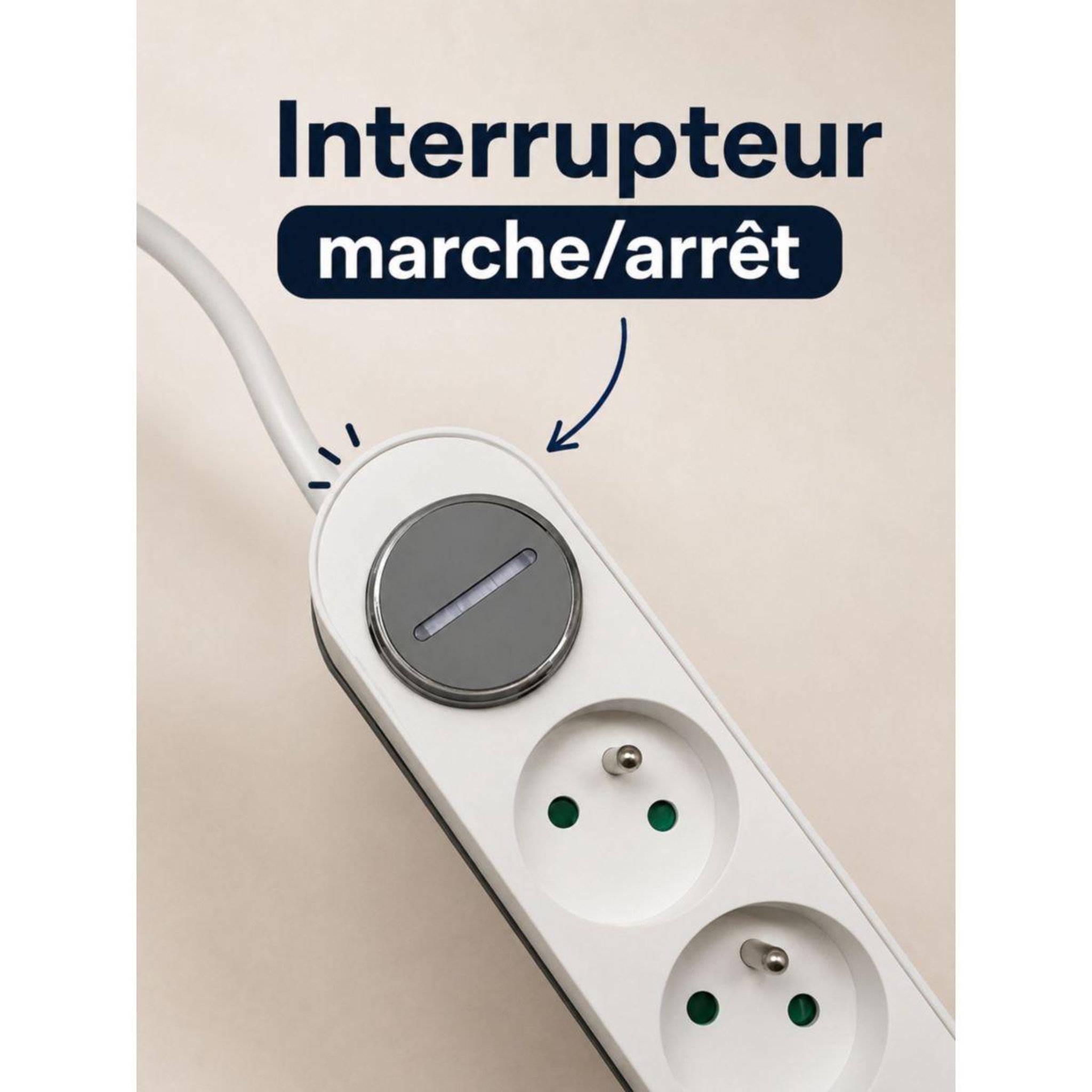Voir la diapositive 4 : ESSENTIEL B Multiprise 5 prises + port usb-c et usb-a 20w
