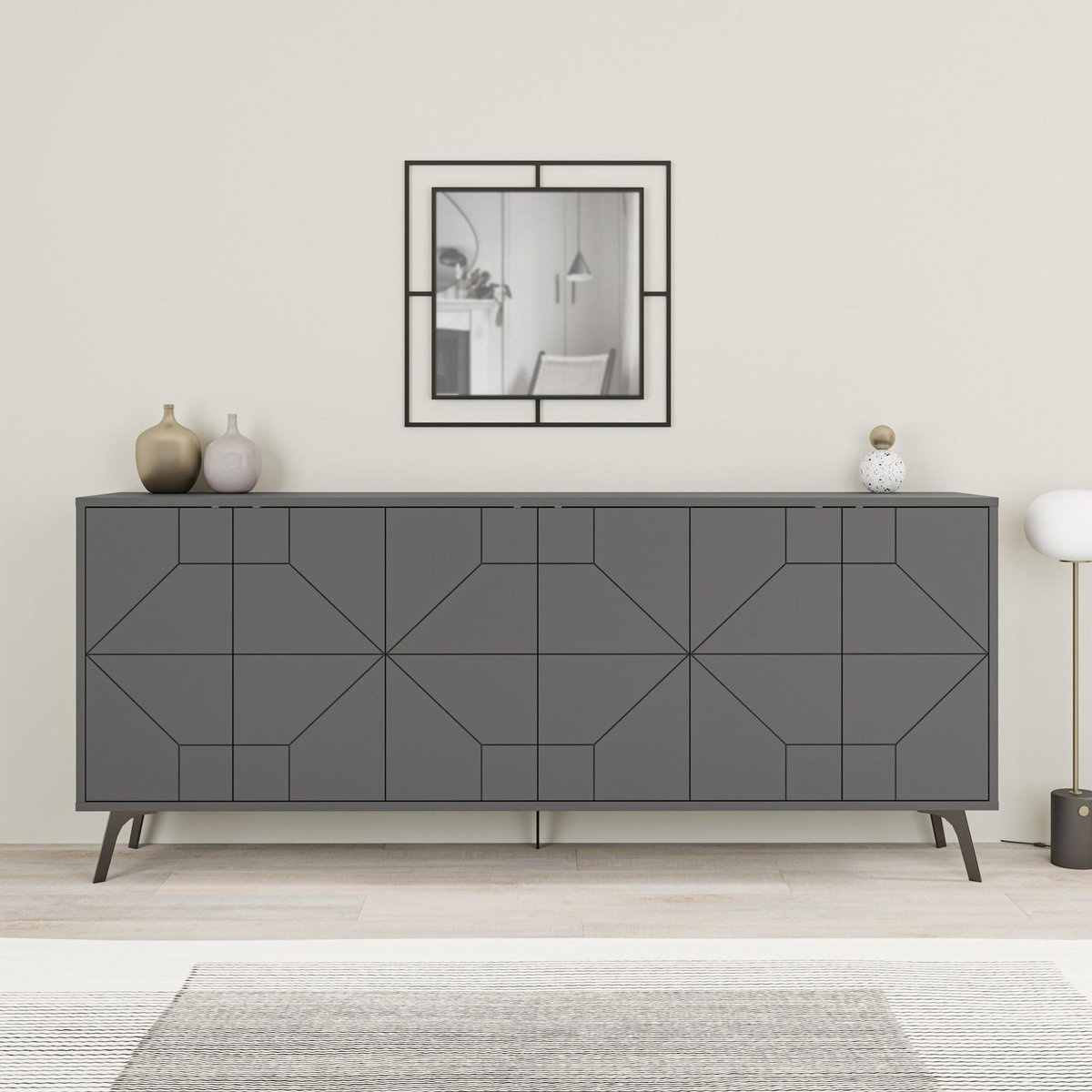 Habitat et Jardin Buffet en bois  Dune  - 183 x 35 x 77 cm - Anthracite