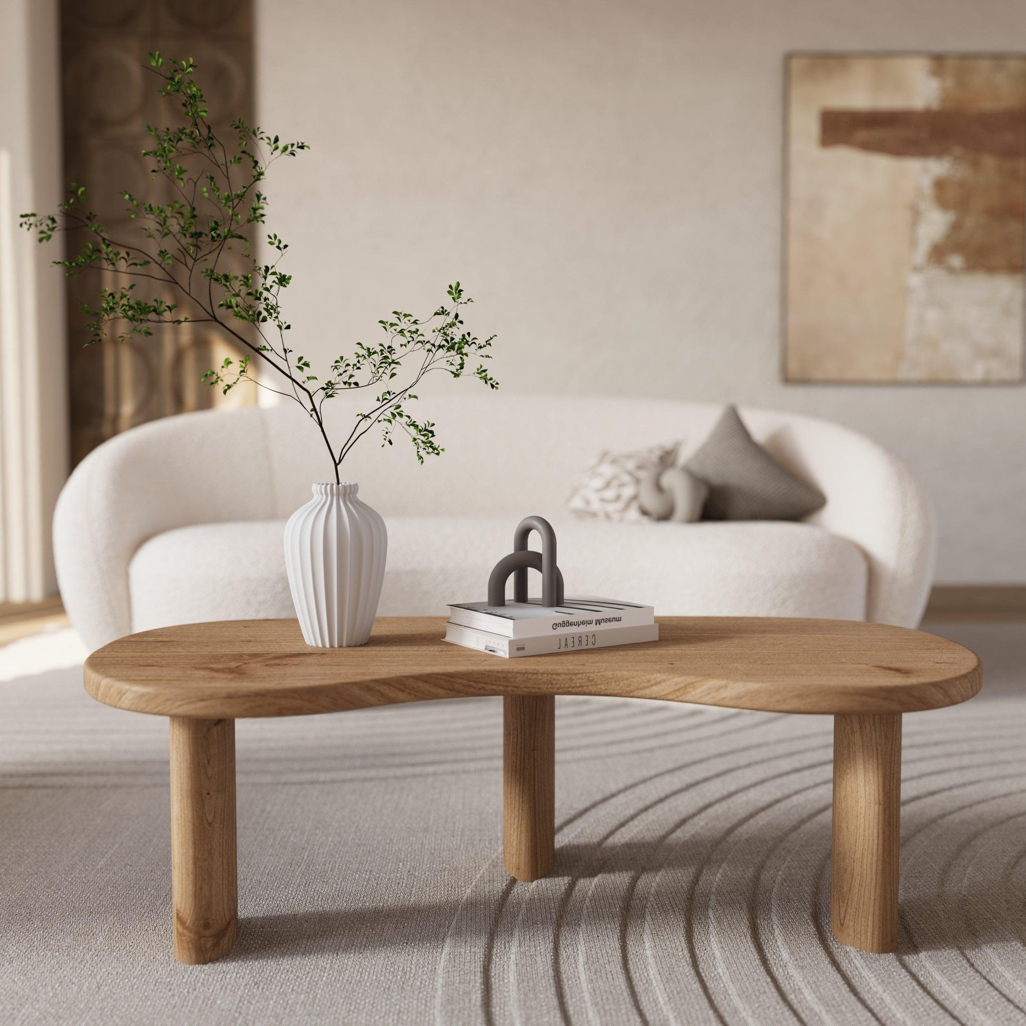 Voir la diapositive 2 : MAISON PAVANE Table basse organique en bois massif de mindi-brandan