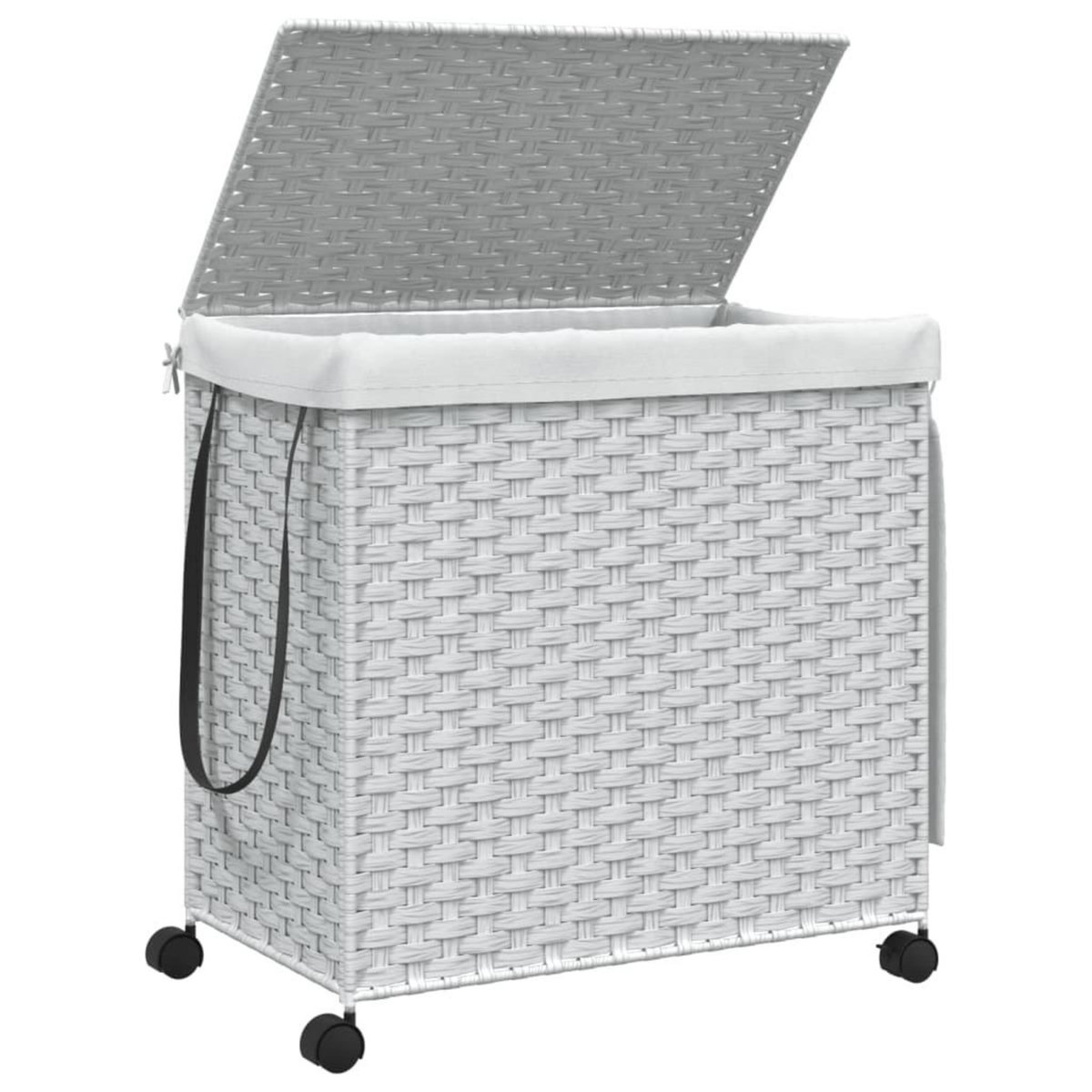 VIDAXL Panier a linge avec roulettes blanc 60x35x60,5cm resine tressee