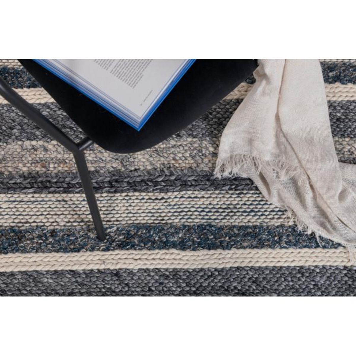 Paris Prix Tapis Déco en Laine  Agra  200x300cm Bleu