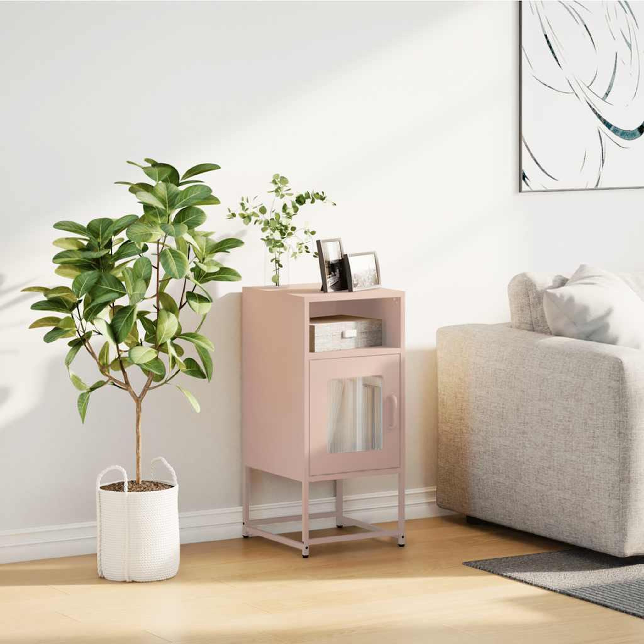 Voir la diapositive 3 : VIDAXL Table de chevet rose 36x39x78 cm acier lamine a froid