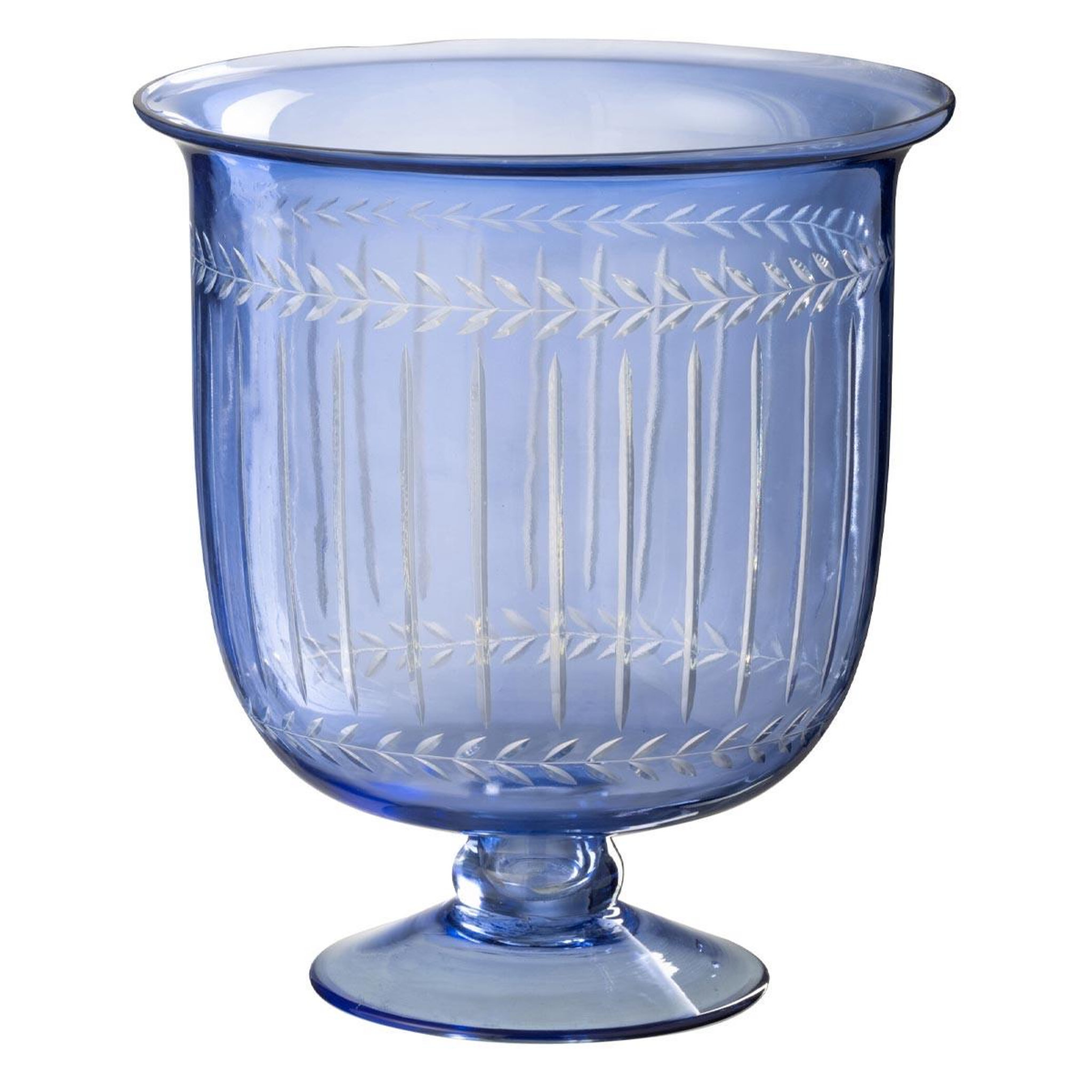 J-LINE Photophore sur Pied en Verre  Tarifa  24cm Bleu