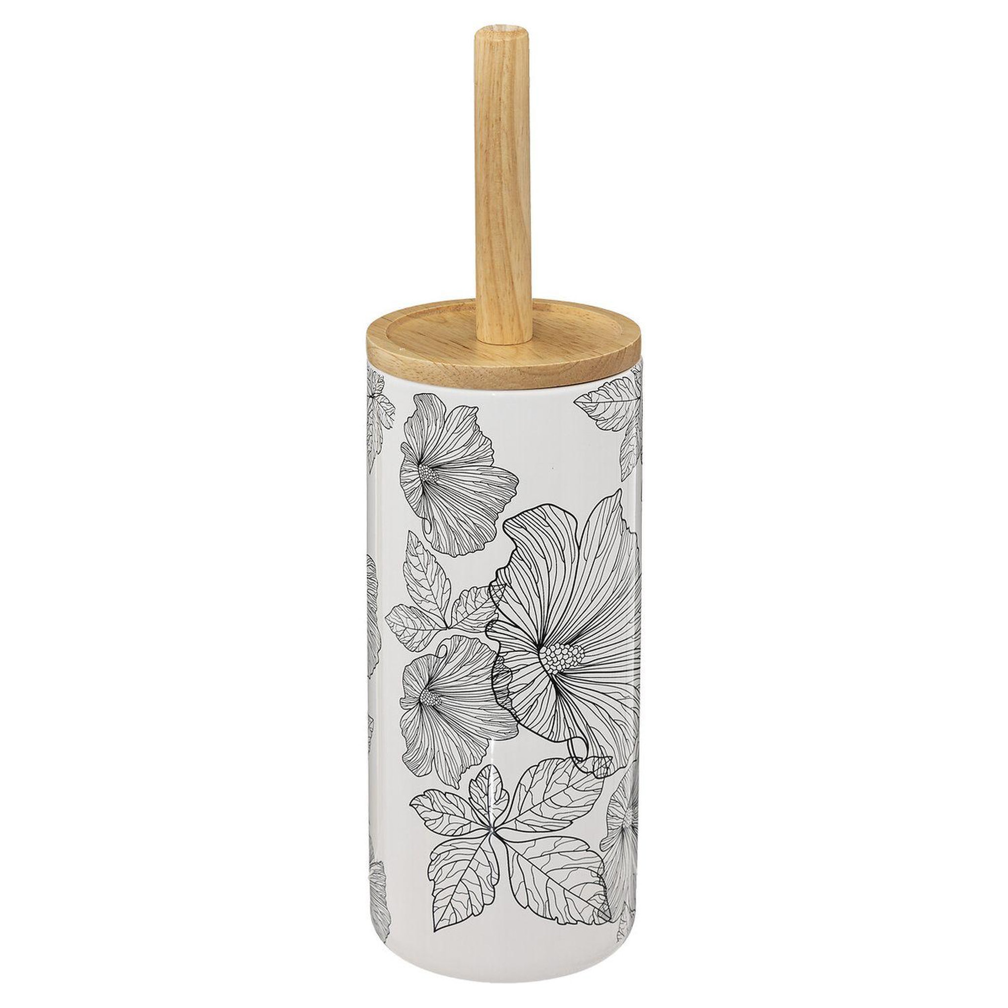 ATMOSPHERA Brosse WC Blackflora en Grès - Noir et Blanc
