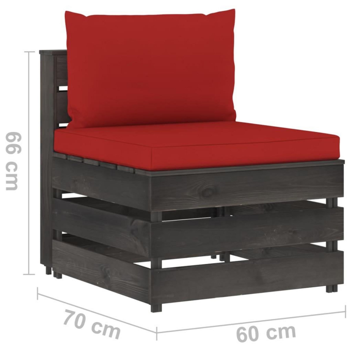 VIDAXL Canape central sectionnel avec coussins Bois impregne de gris