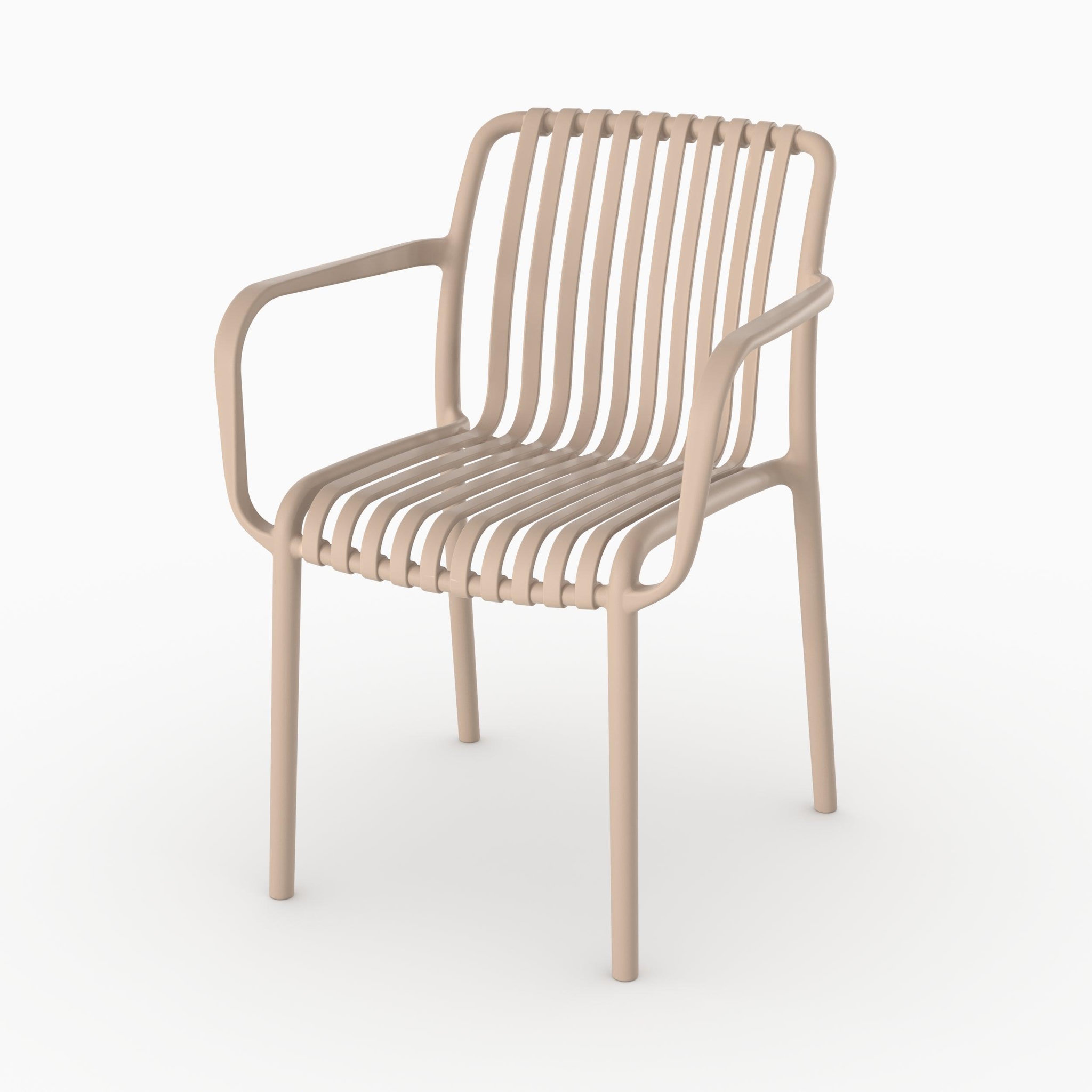 Voir la diapositive 3 : MAISON PAVANE Lot de 2 chaises de jardin empilables en plastique beige-ivy