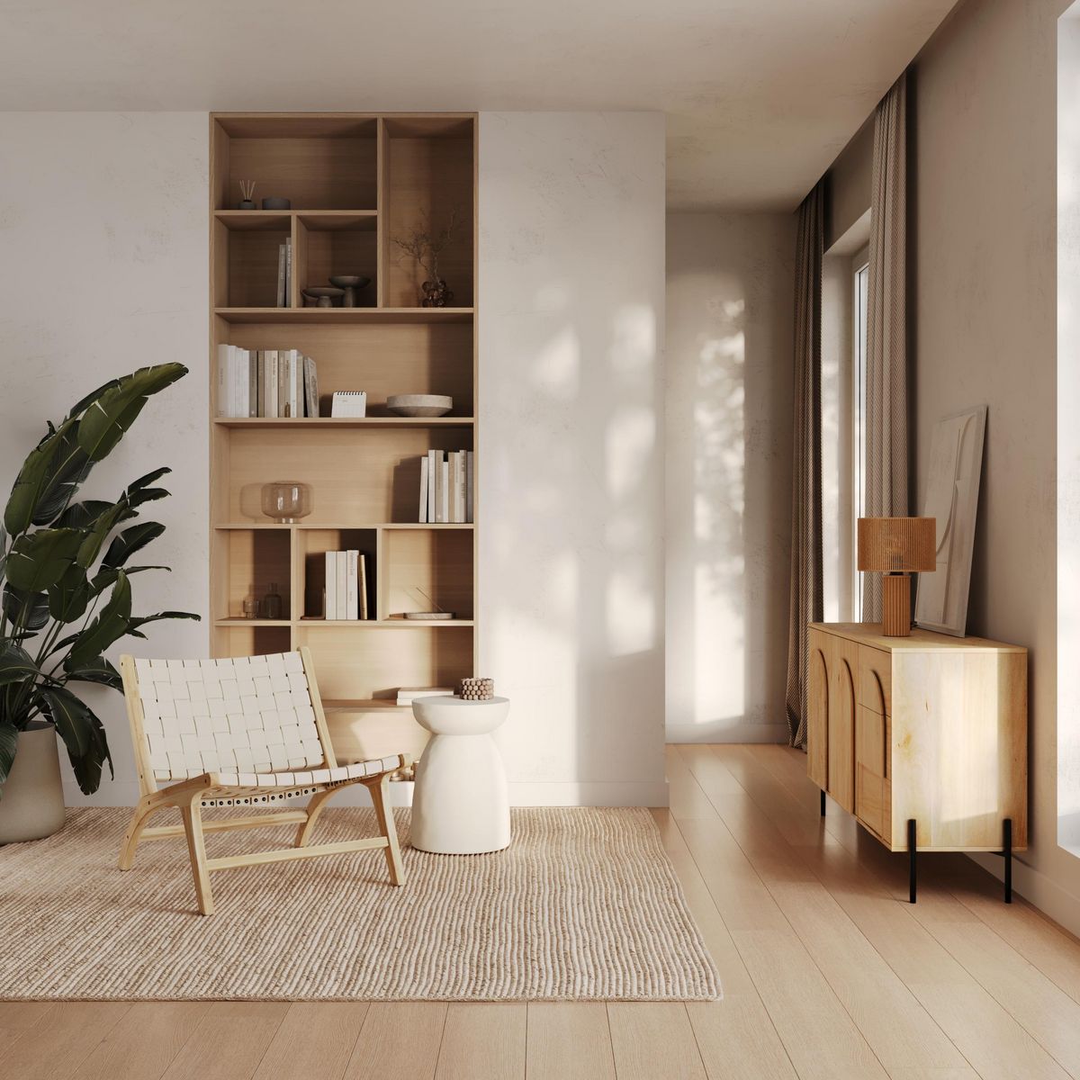 Rendez vous déco Fauteuil en teck et cuir tressé marron - Kuna