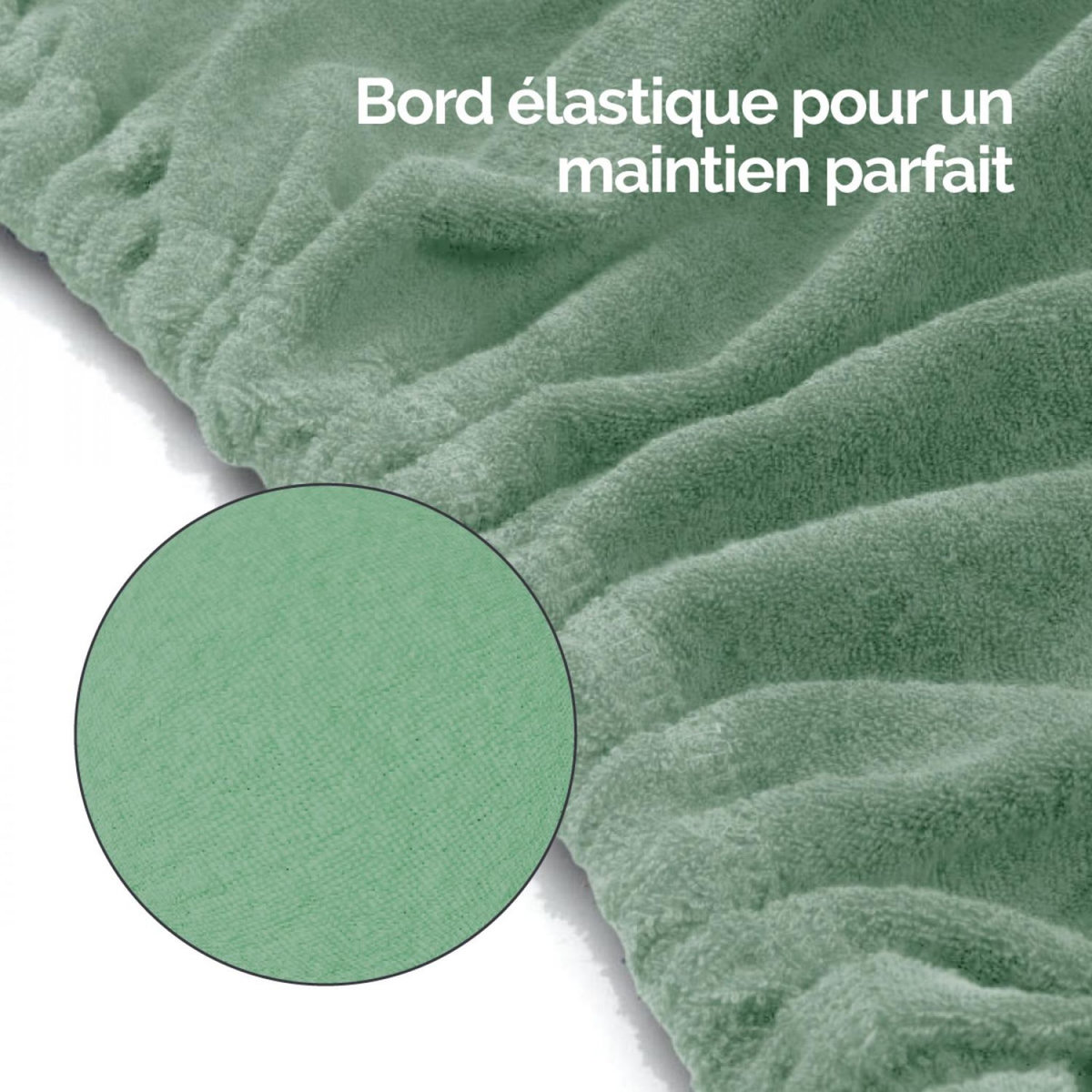 VIVEZEN Drap housse de protection en éponge pour coussin demi-rond 66 cm x 22 cm x 12 cm de table de massage - Vert pastel