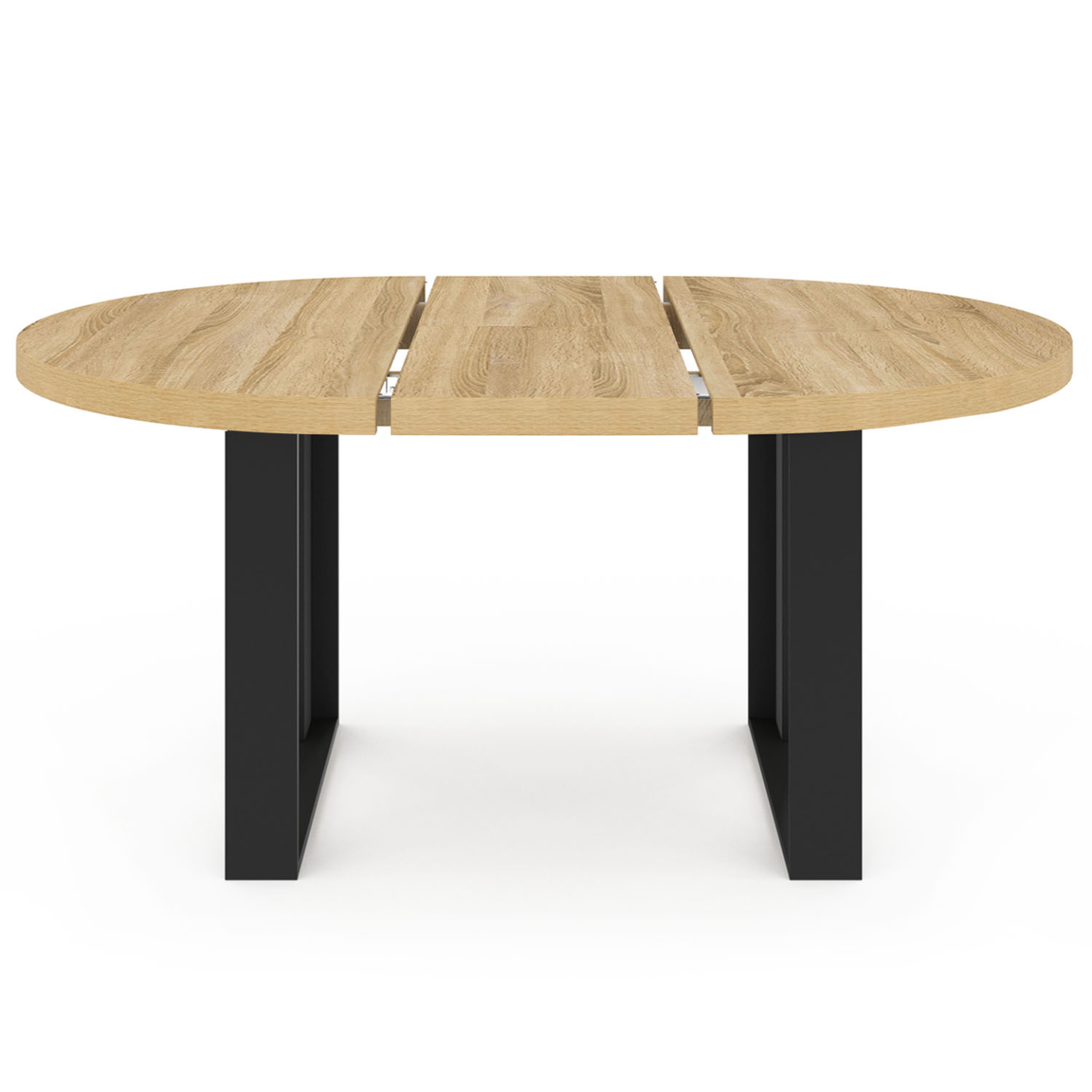 Voir la diapositive 3 : ID MARKET Table à manger extensible ronde phoenix 4-6 personnes bois et noir 110-150 cm