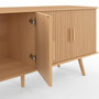 Voir la diapositive 6 : ID MARKET Buffet 140 cm JULIETTE 4 portes lattes tasseau bois coloris chêne