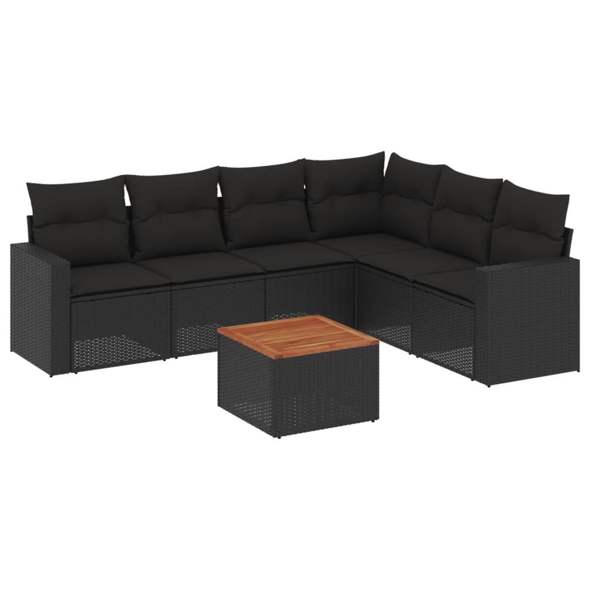 Voir la diapositive 2 : VIDAXL Salon de jardin 7 pcs avec coussins noir resine tressee