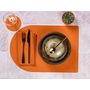 Voir la diapositive 5 : BJORN Set de table rectangovale réversible - 6 pièces - Cuir recyclé orange et chocolat