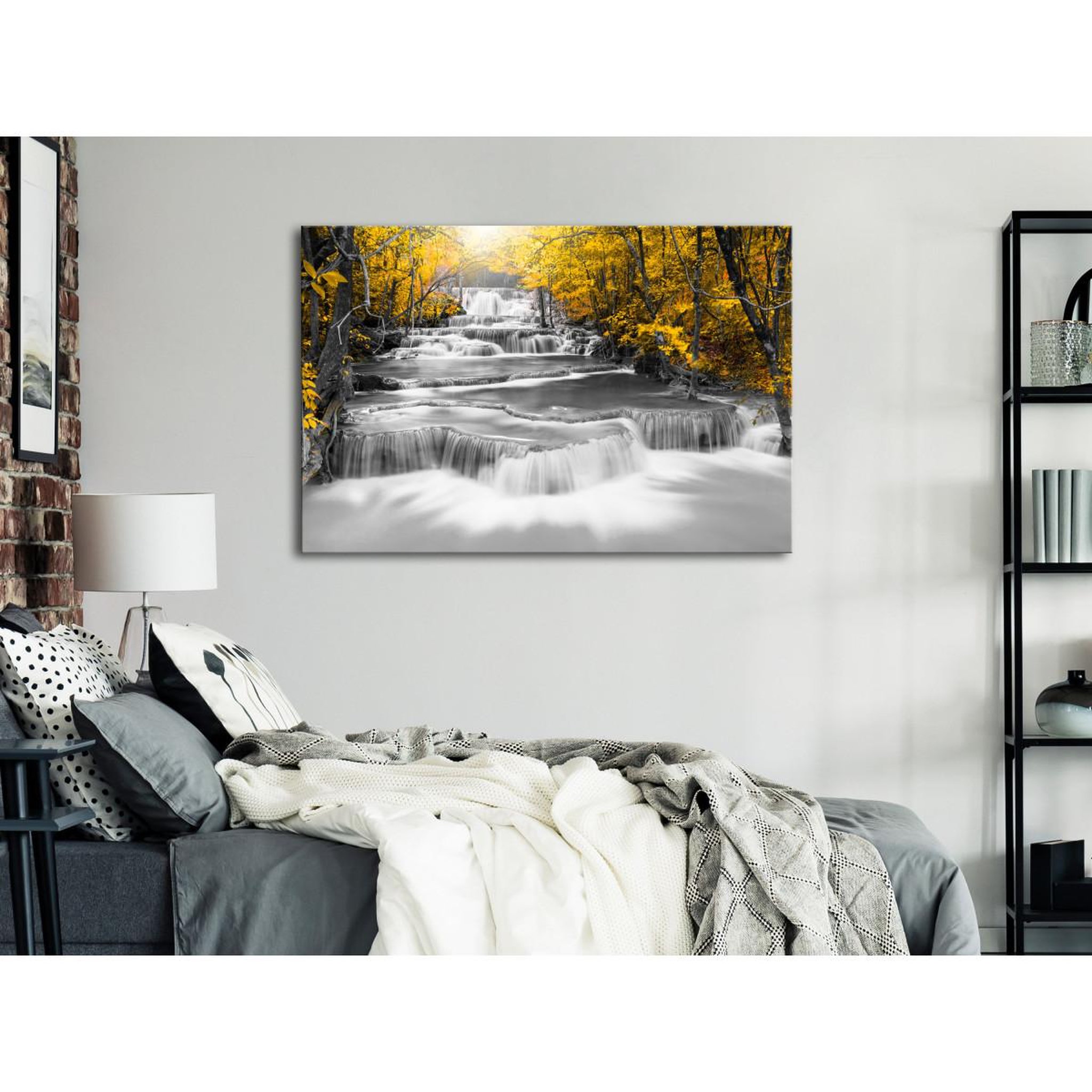 Voir la diapositive 2 : Paris Prix Tableau imprimé  cascade of thoughts wide yellow